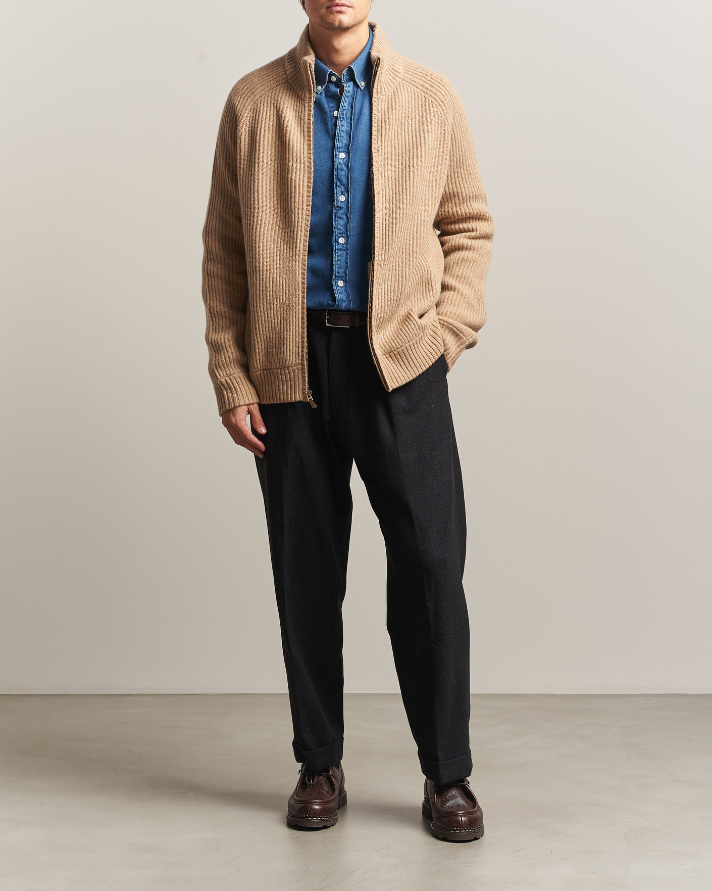 Herren | Pullover | Polo Ralph Lauren | Wool/Cashmere Full-Zip Camel Melange
