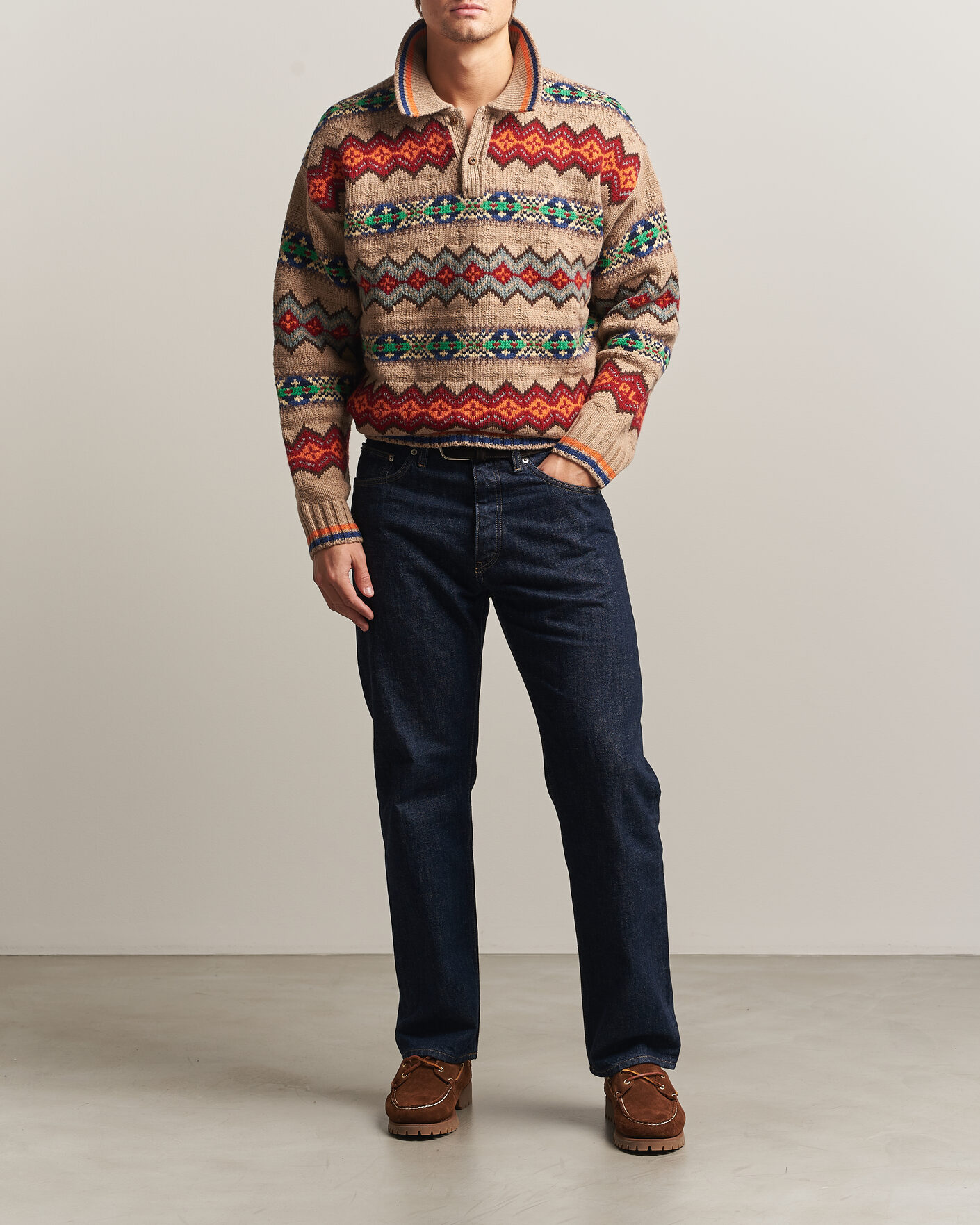 Herren | Pullover | Polo Ralph Lauren | Litchfield Wool Blend Sweater Tan Multi