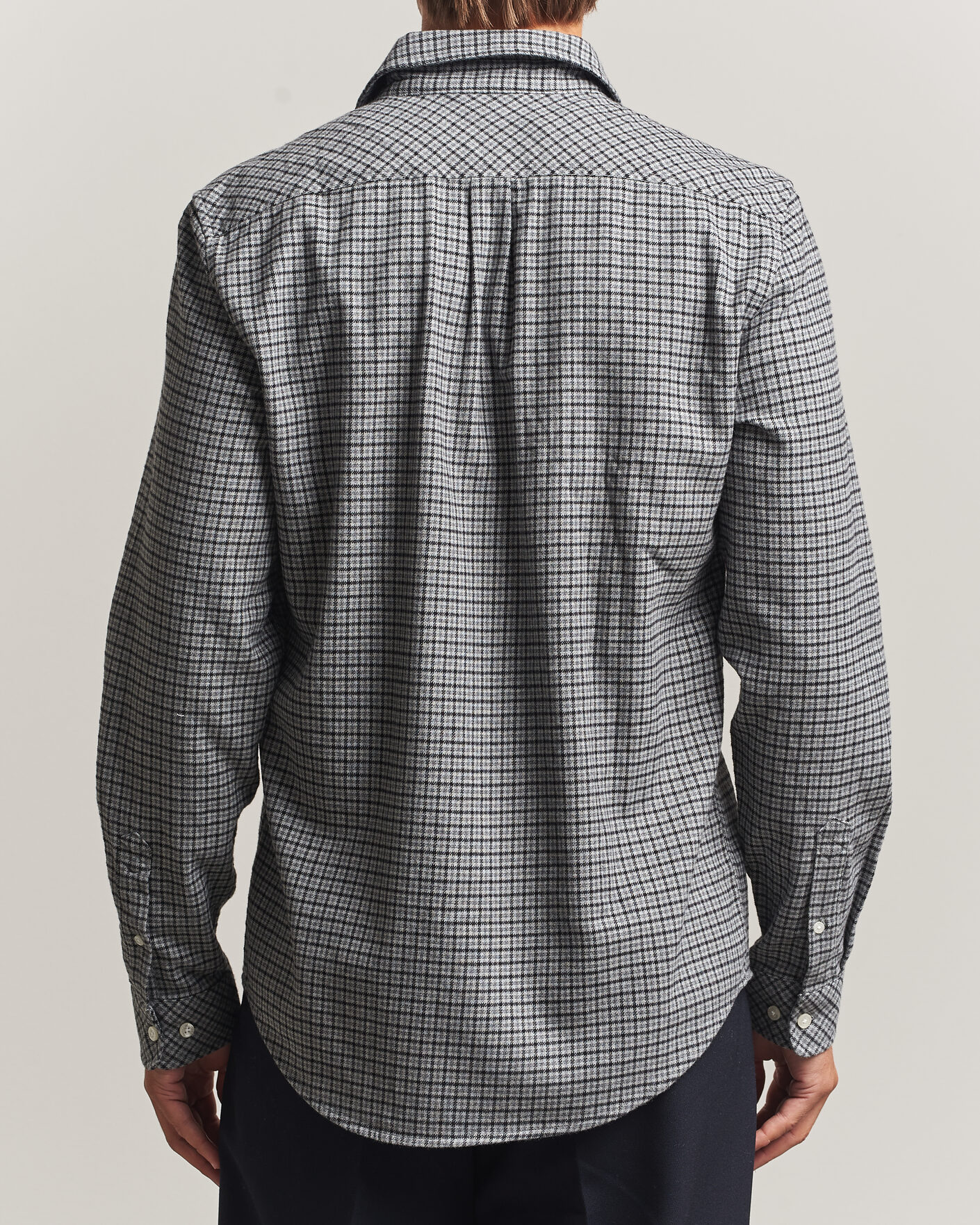 Herren | Hemden | Samsøe Samsøe | Liam Brushed Cotton Checked Shirt Grey Melange