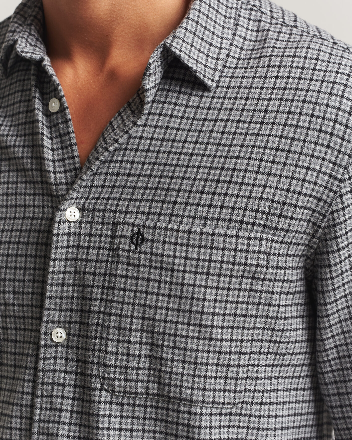 Herren | Hemden | Samsøe Samsøe | Liam Brushed Cotton Checked Shirt Grey Melange
