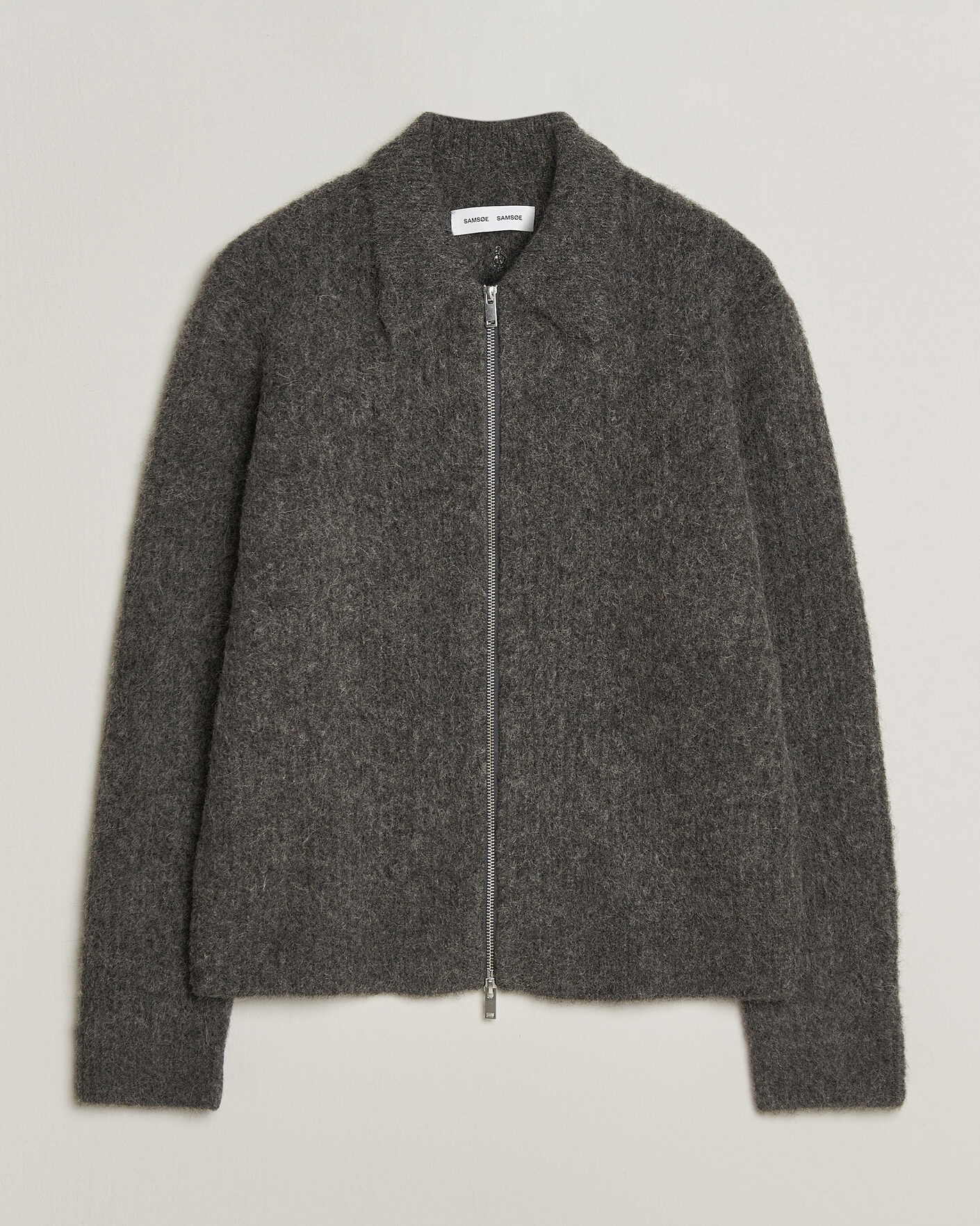 Herren | Pullover | Samsøe Samsøe | Job Alpaca Knitted Full Zip Dark Grey Melange
