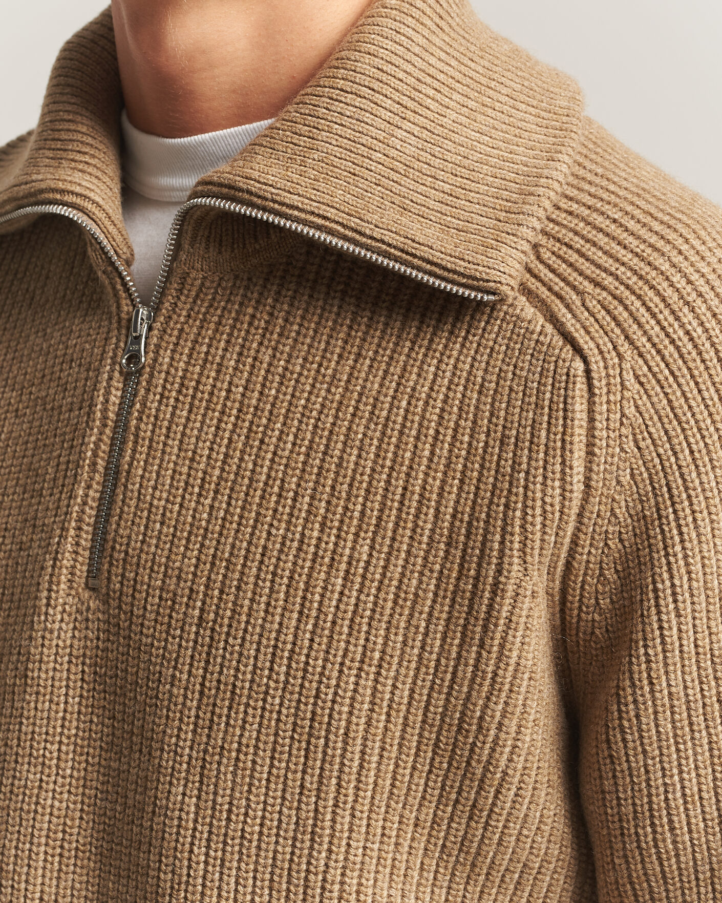 Herren | Pullover | Samsøe Samsøe | Rick Wool Heavy Knitted Half Zip Lead Gray
