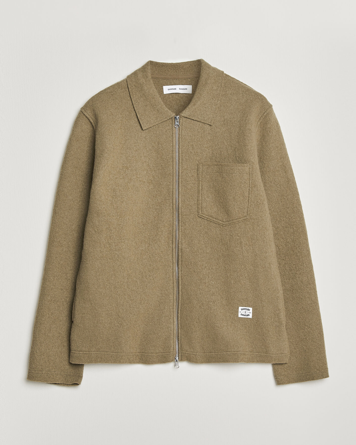 Herren | Pullover | Samsøe Samsøe | Hannes Boiled Wool Full Zip Lead Gray