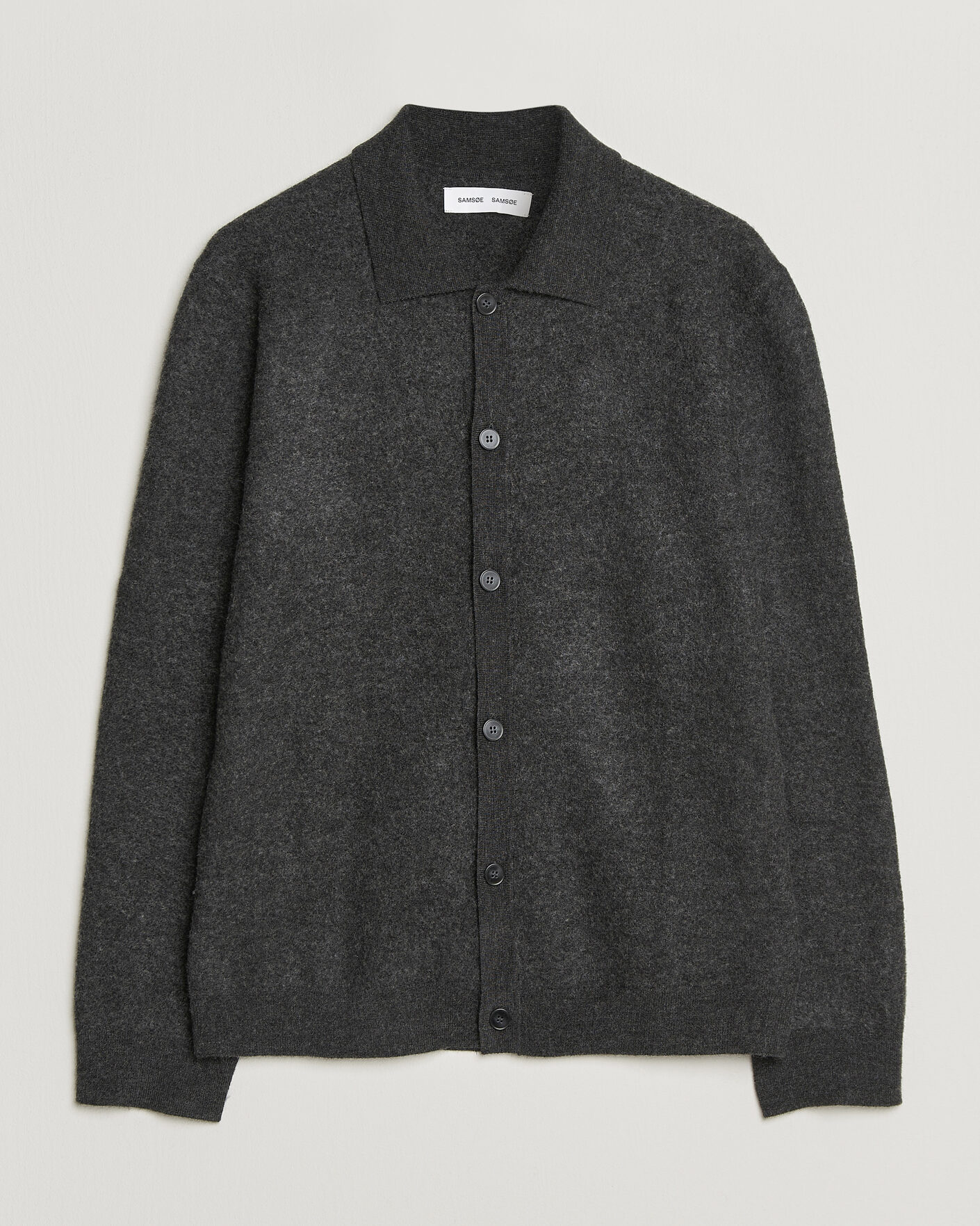 Herren | Pullover | Samsøe Samsøe | Richard Wool Knitted Cardigan Dark Grey Melange