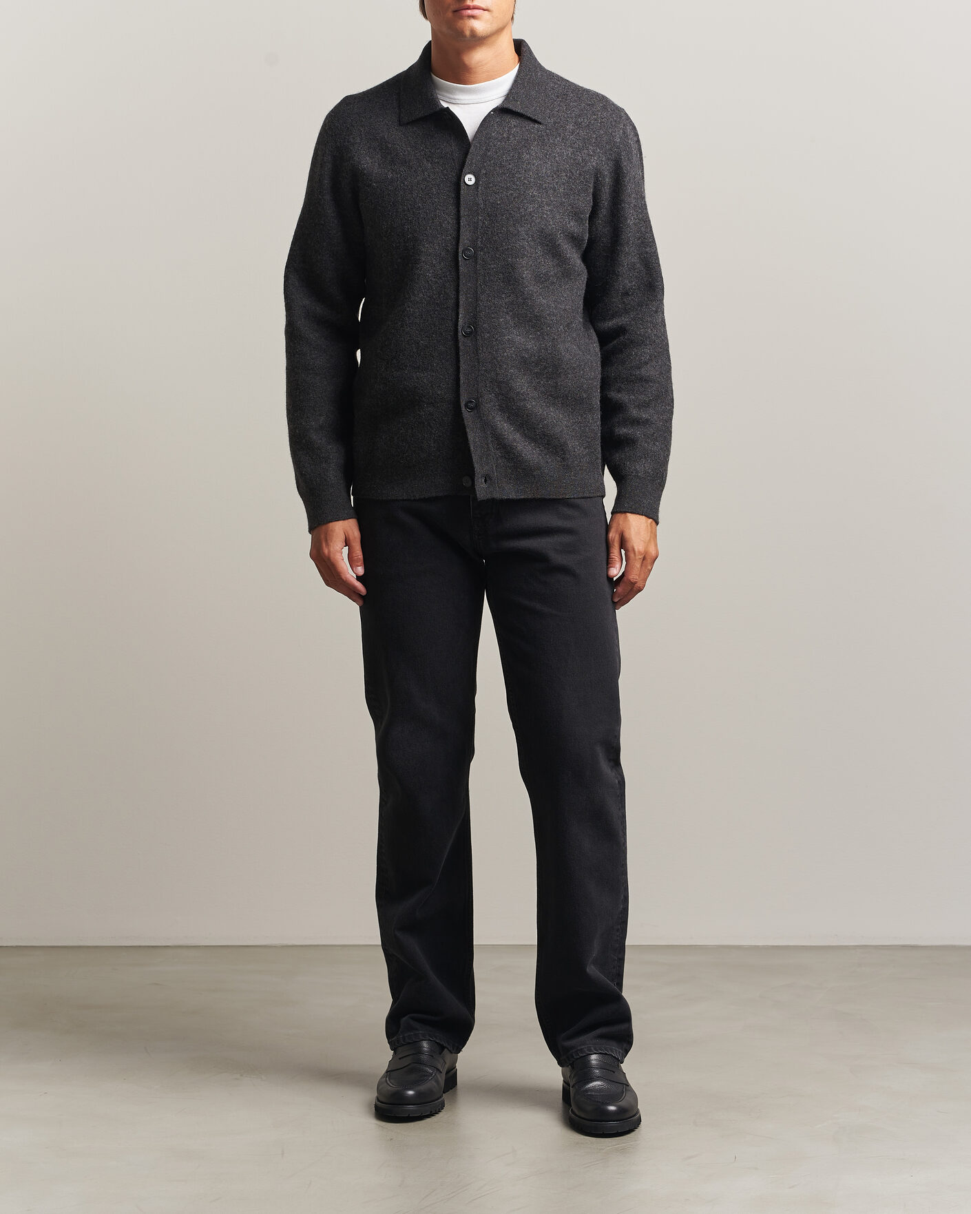 Herren | Pullover | Samsøe Samsøe | Richard Wool Knitted Cardigan Dark Grey Melange