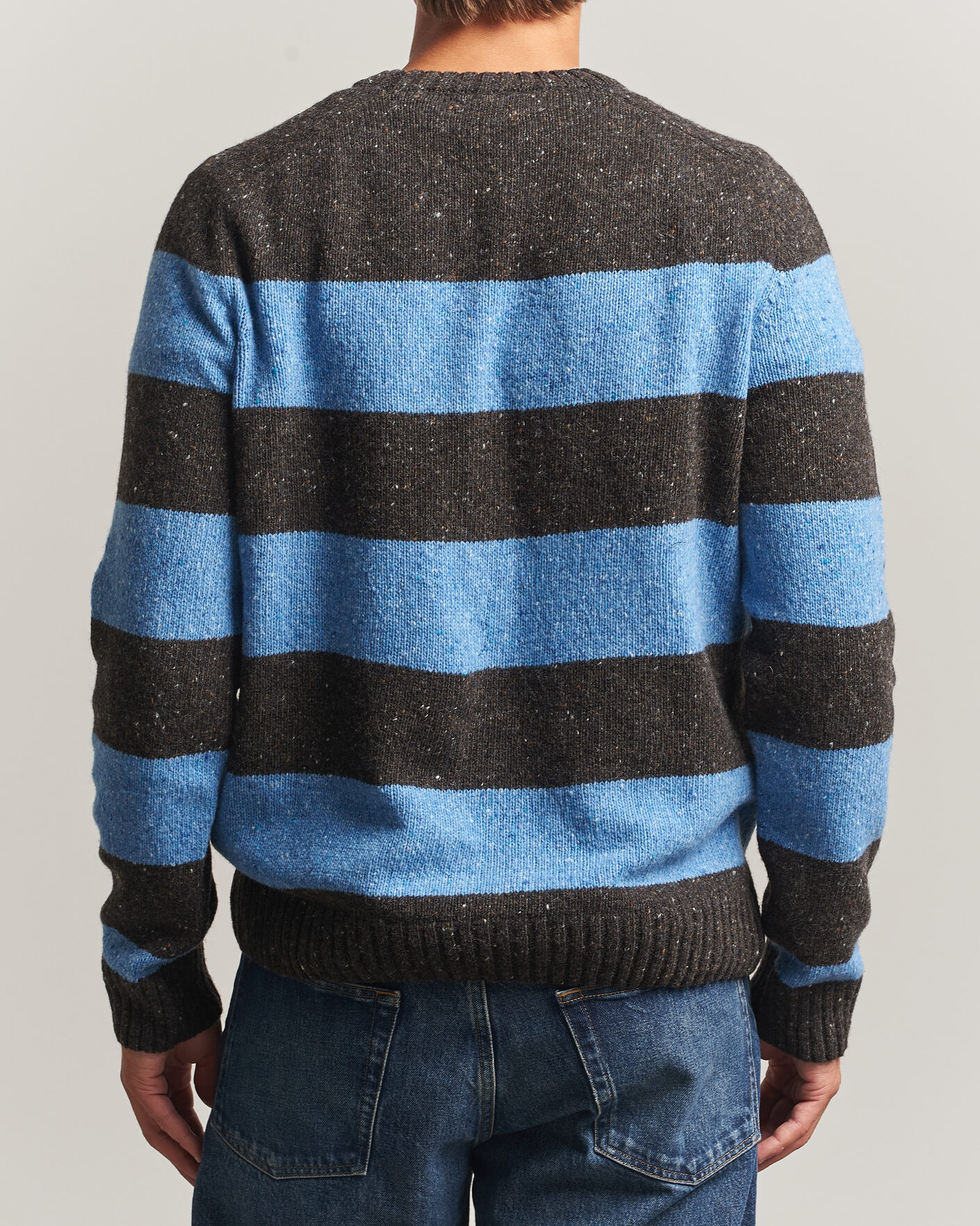 Herren | Pullover | Samsøe Samsøe | Nate Donegal Wool Knitted Striped Sweater Brown/Blue