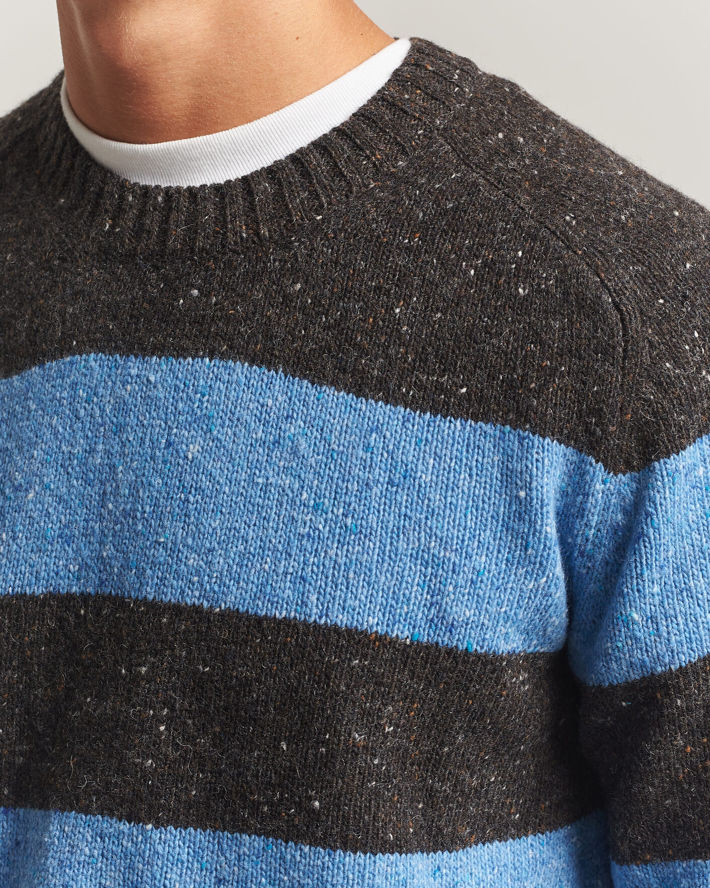 Herren | Pullover | Samsøe Samsøe | Nate Donegal Wool Knitted Striped Sweater Brown/Blue