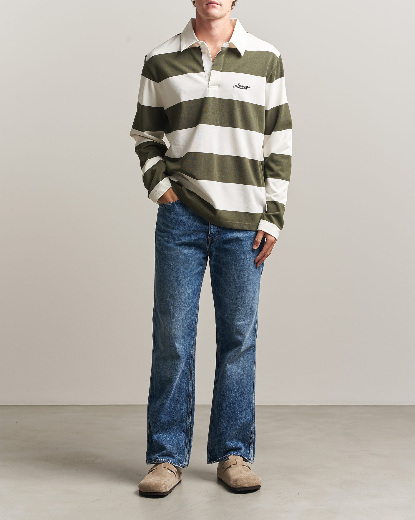Herren | Pullover | Samsøe Samsøe | Kevin Barstriped Rugger Forest Night/White