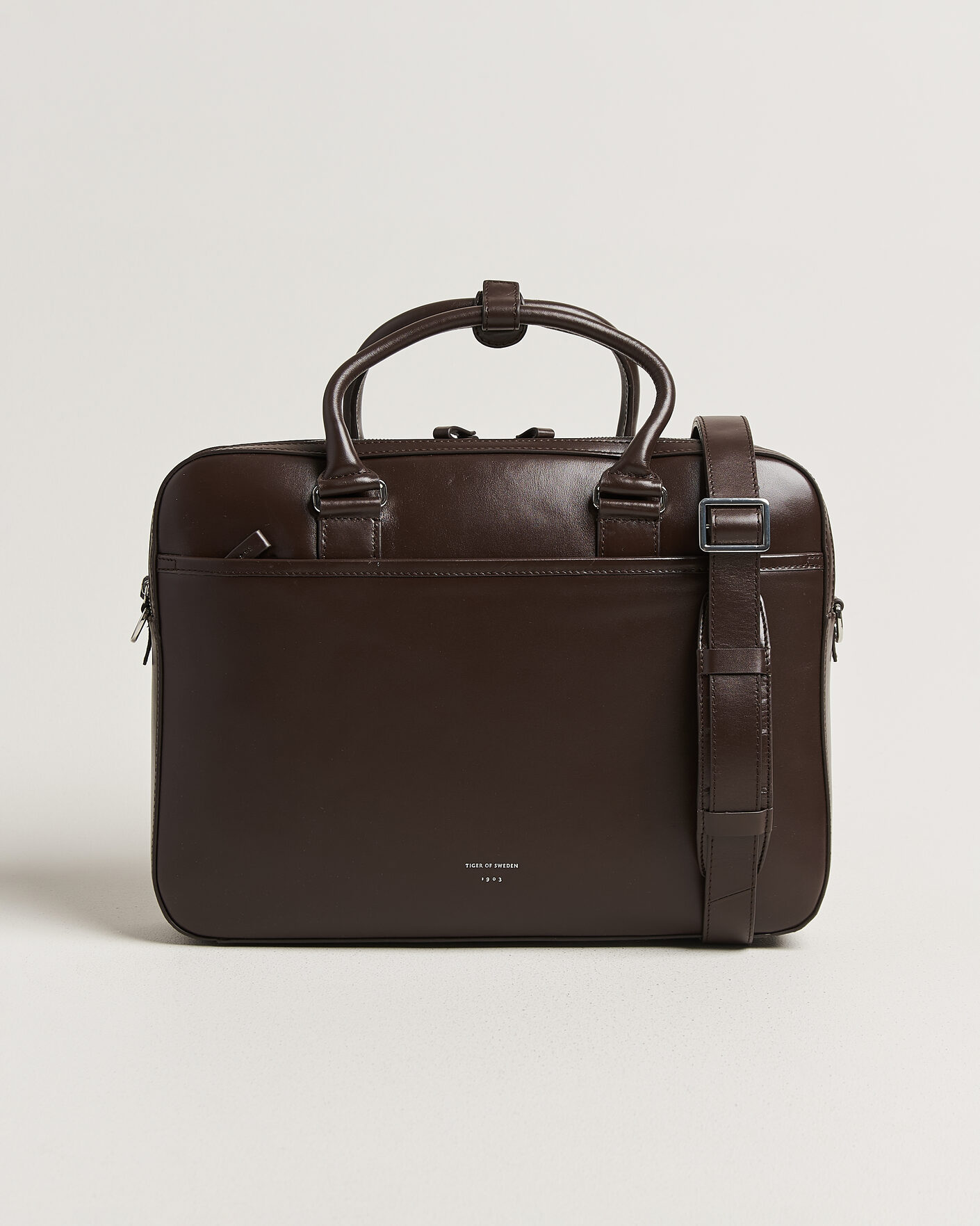 Herren | Taschen | Tiger of Sweden | Burin Smooth Leather Briefcase Dark Brown