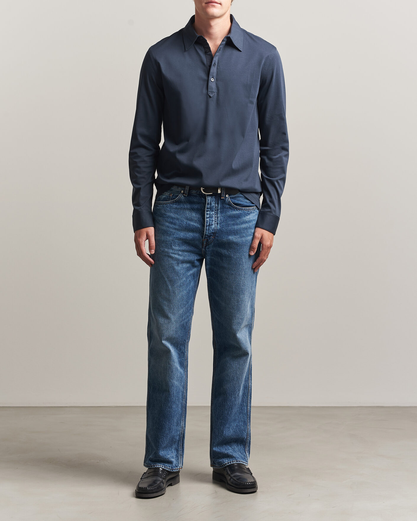 Herren | Poloshirts | Tiger of Sweden | Tanner Mercerized Cotton Polo Light Ink