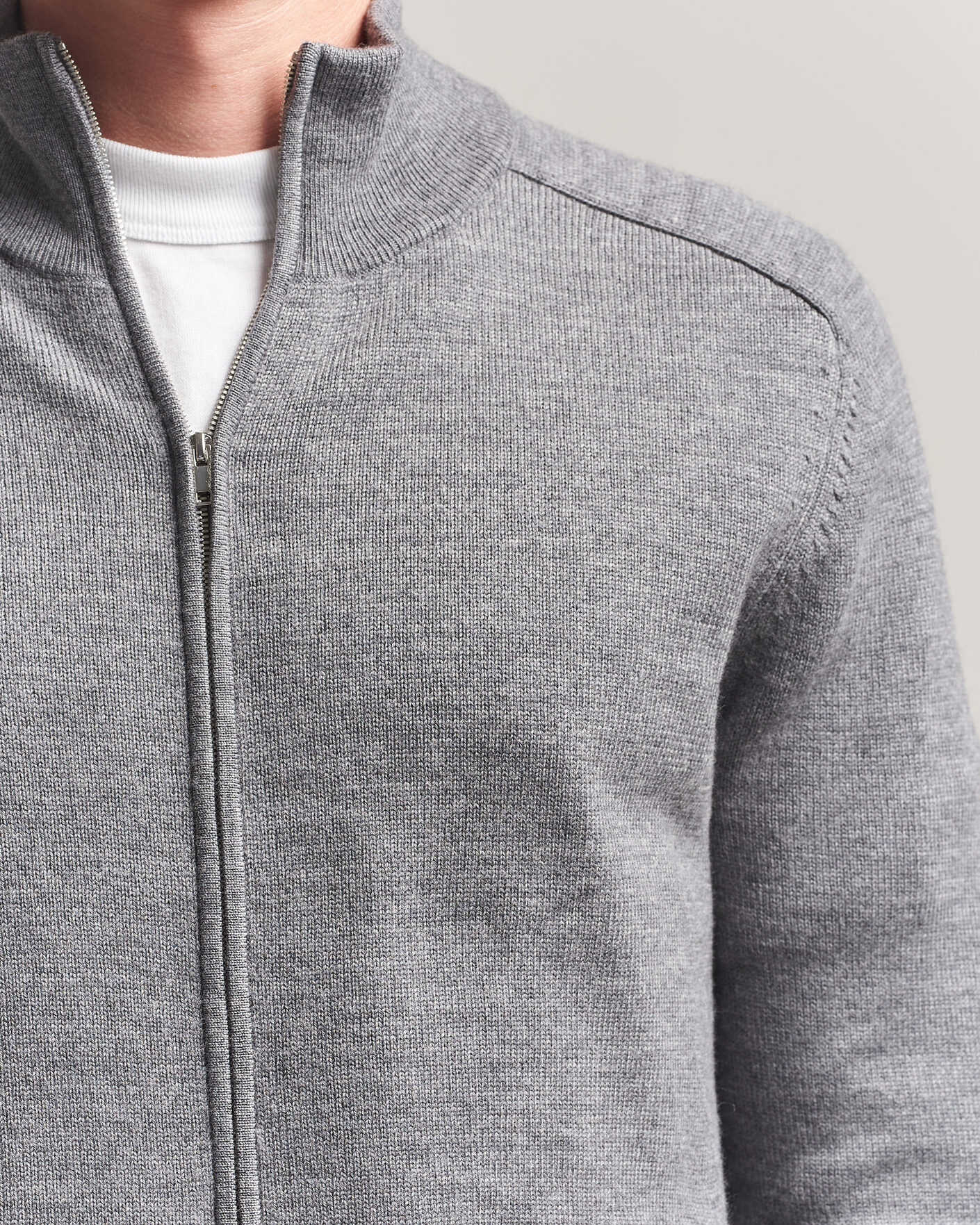 Herren | Pullover | Tiger of Sweden | Cassian Wool Full Zip Concrete Melange