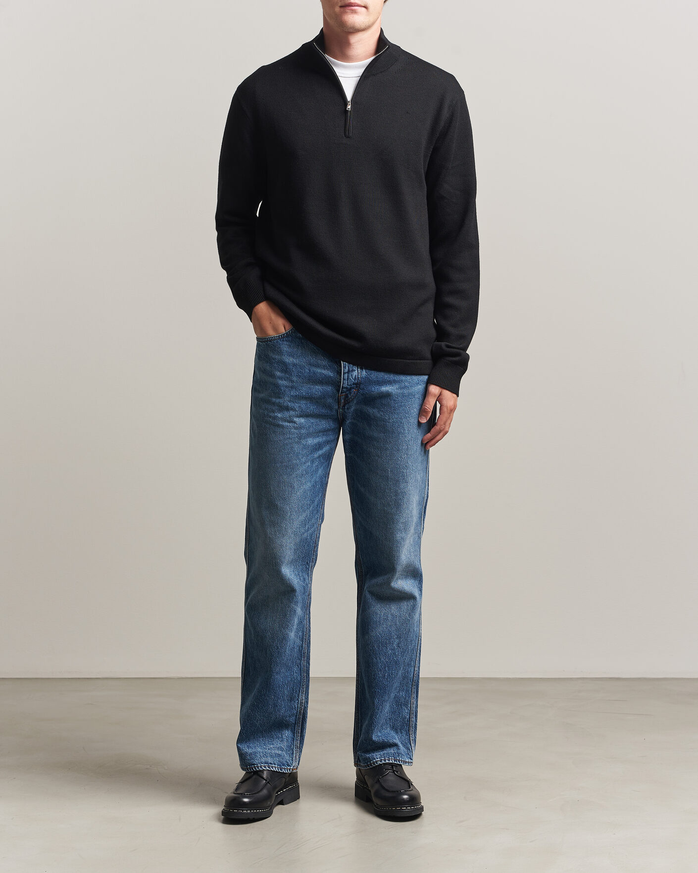 Herren | Pullover | Tiger of Sweden | Travis Wool Half Zip Black