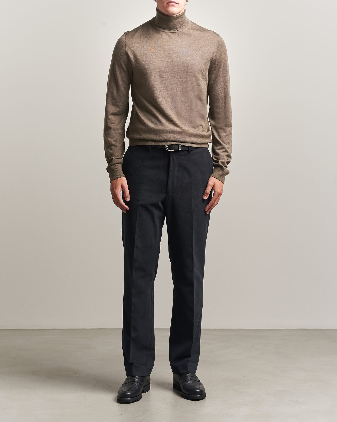 Herren | Pullover | Tiger of Sweden | Nevile Extra Fine Merino Polo Aged Timber