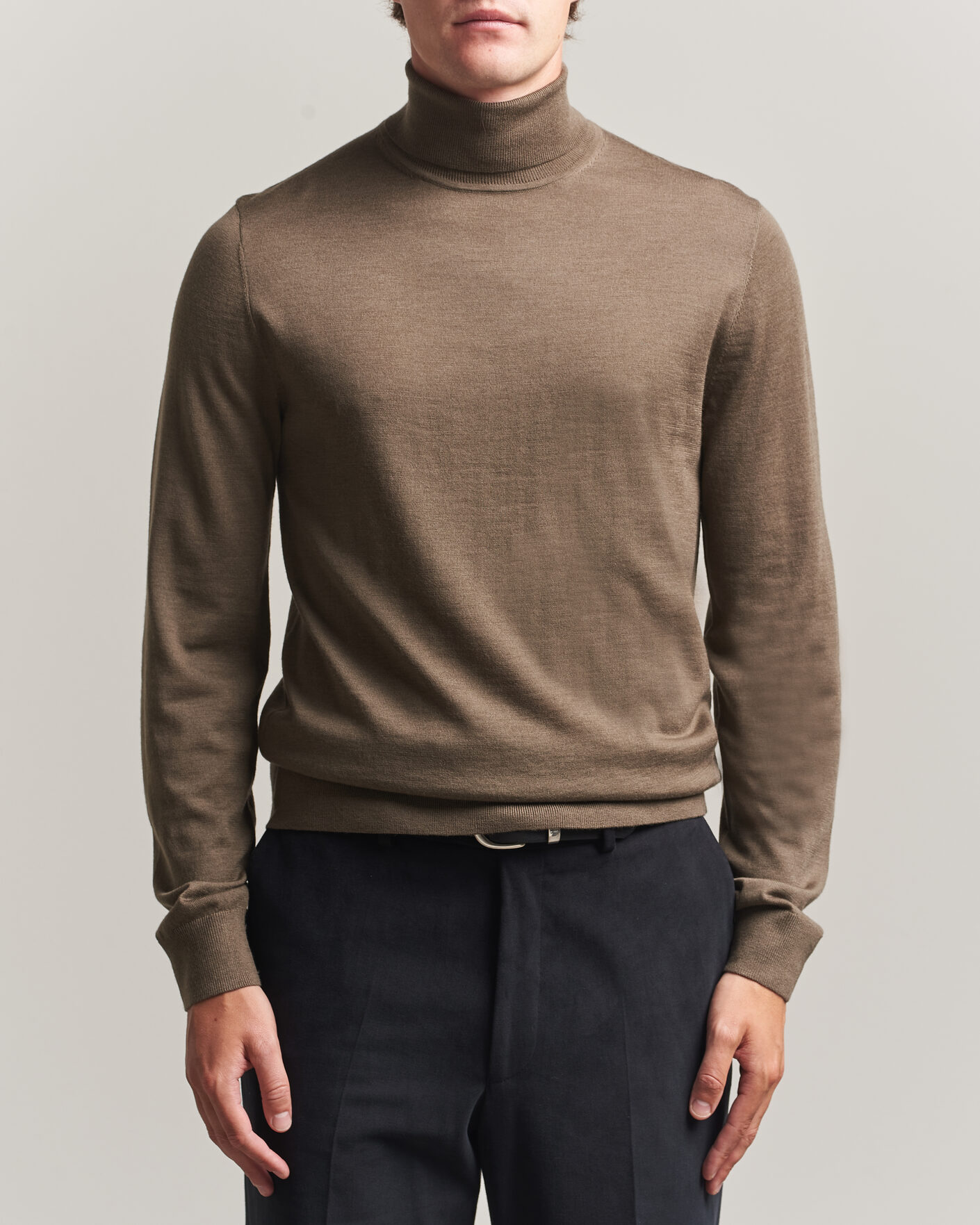 Herren | Pullover | Tiger of Sweden | Nevile Extra Fine Merino Polo Aged Timber