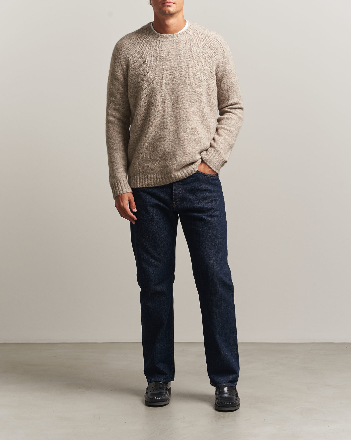 Herren | Pullover | Tiger of Sweden | Adryan Yak/Alpaca Knitted Sweater Stone Melange