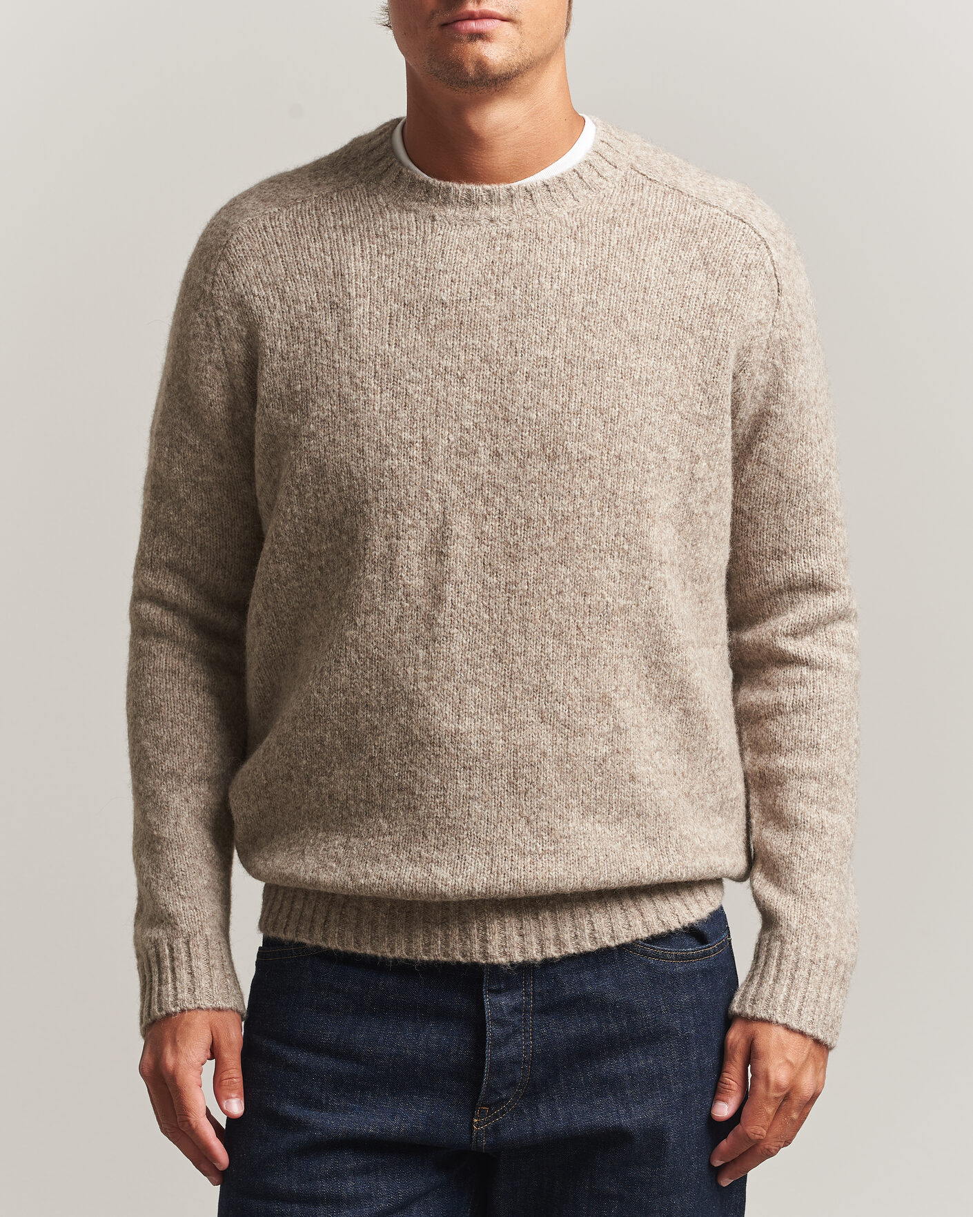 Herren | Pullover | Tiger of Sweden | Adryan Yak/Alpaca Knitted Sweater Stone Melange