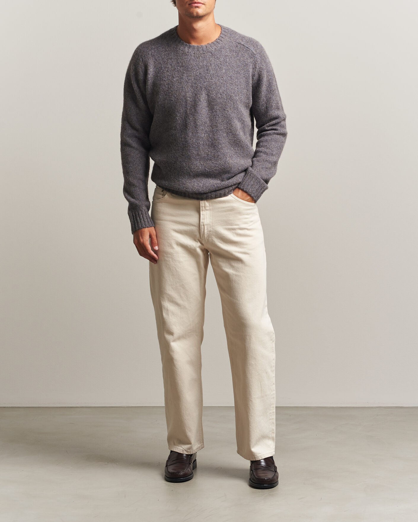 Herren | Pullover | Tiger of Sweden | Adryan Yak/Alpaca Knitted Sweater Grey Melange