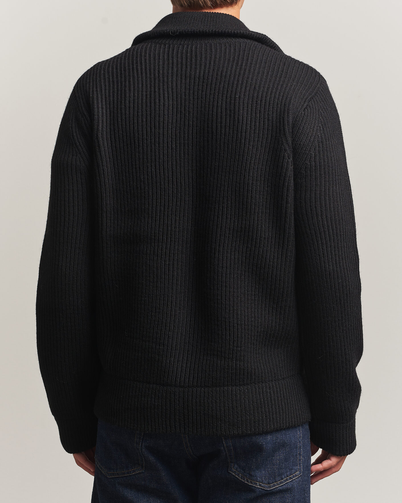Herren | Pullover | Tiger of Sweden | Niall Wool Heavy Knitted Full Zip Black