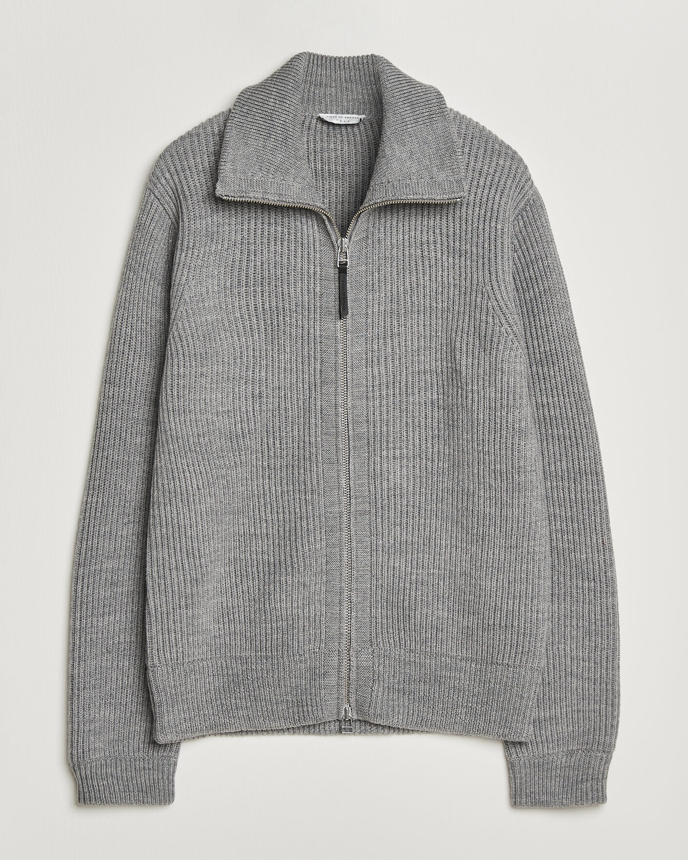 Herren | Pullover | Tiger of Sweden | Niall Wool Heavy Knitted Full Zip Grey Melange