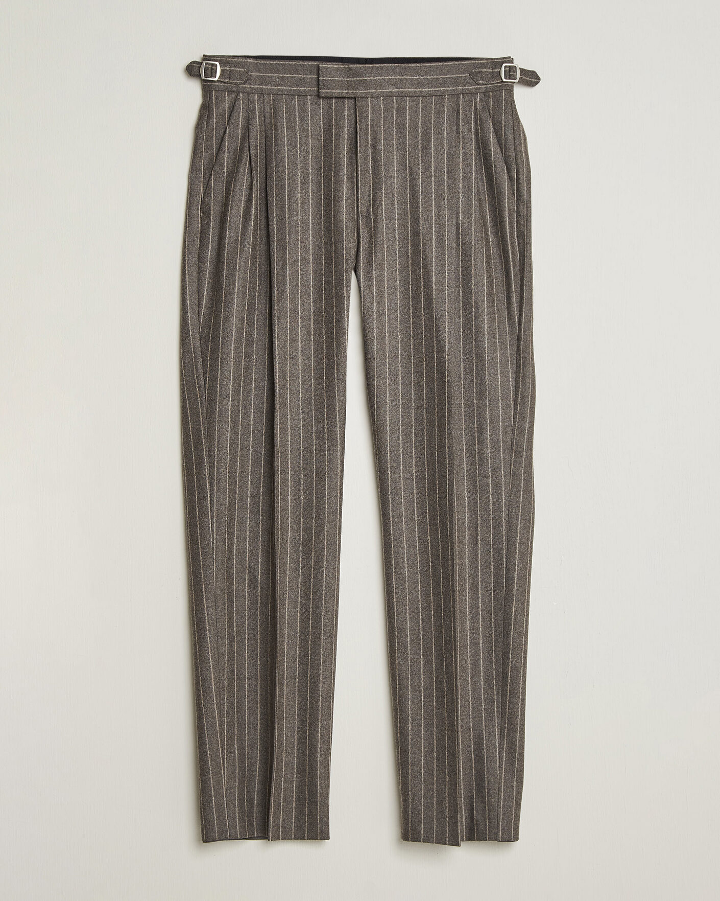 Herren | Hosen | Tiger of Sweden | Theo Wool Pleated Pinstriped Trousers Grey Brown