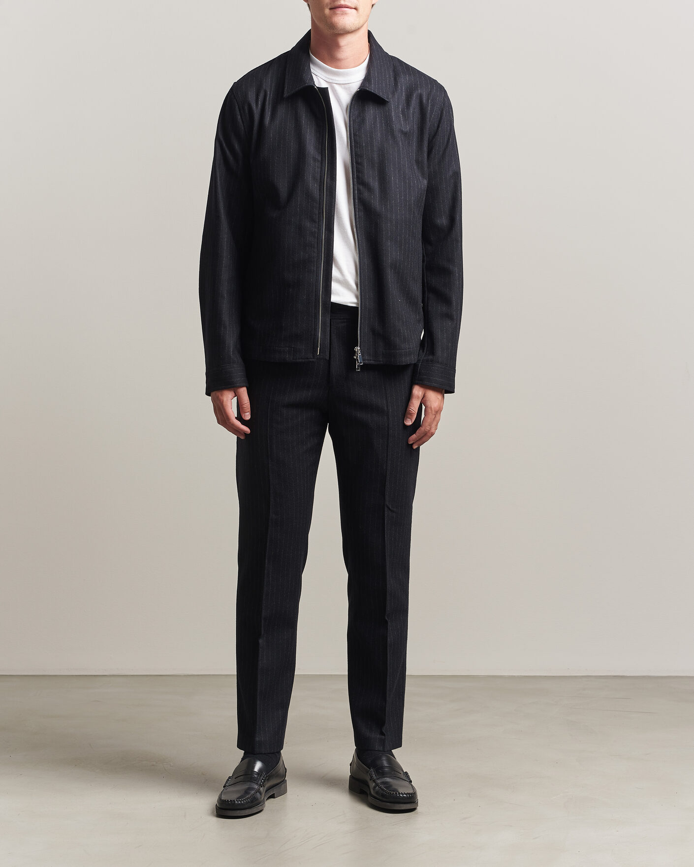 Herren | Hosen | Tiger of Sweden | Tense Wool Pleated Pinstriped Trousers Blue Function