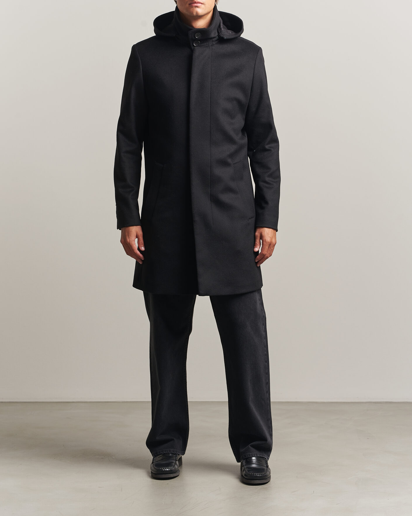 Herren | Jacken | Tiger of Sweden | Aleric Wool/Cashmere Hooded Coat Black