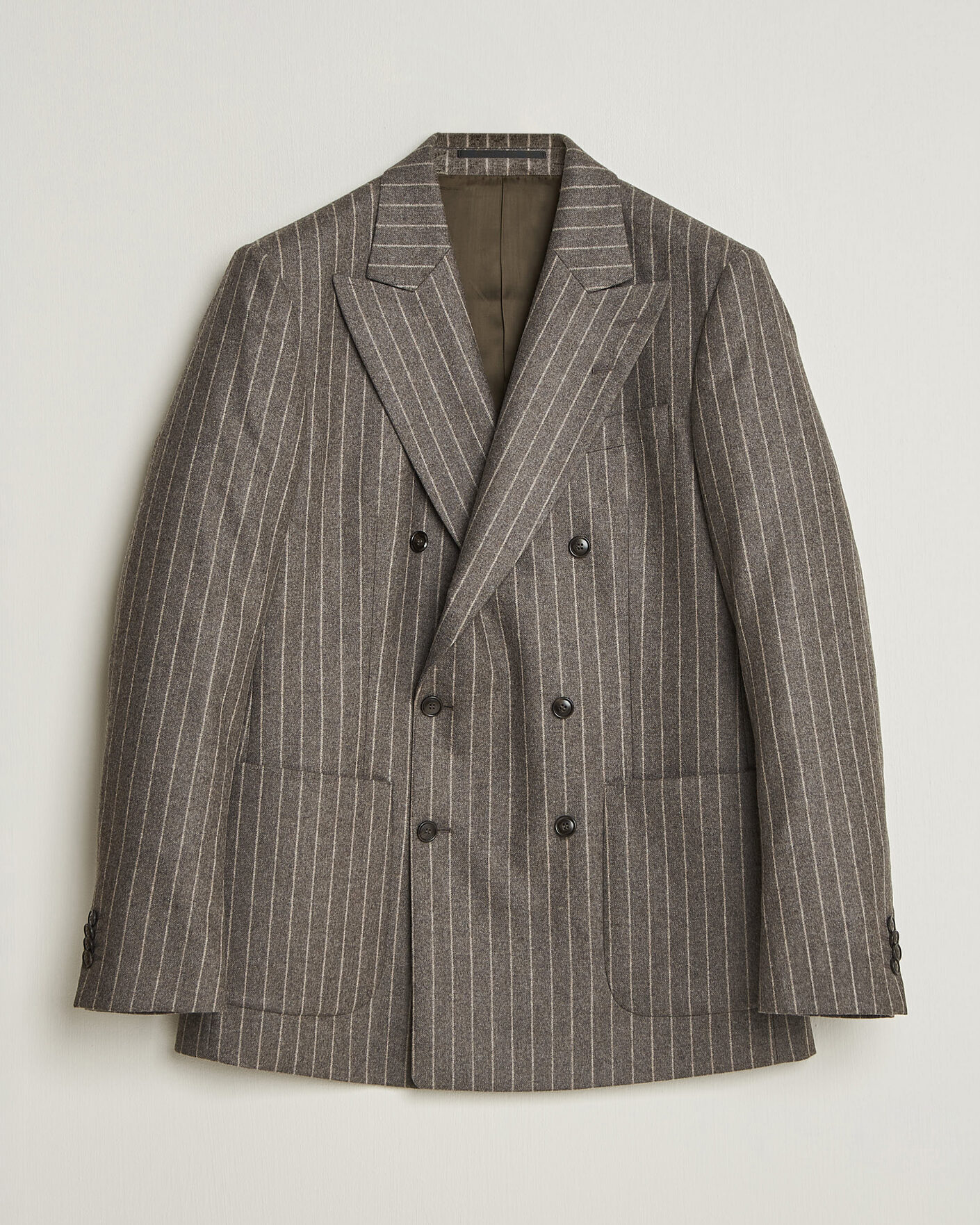 Herren | Sakkos | Tiger of Sweden | Joachim Wool Double Breasted Pinstriped Blazer Grey Brown