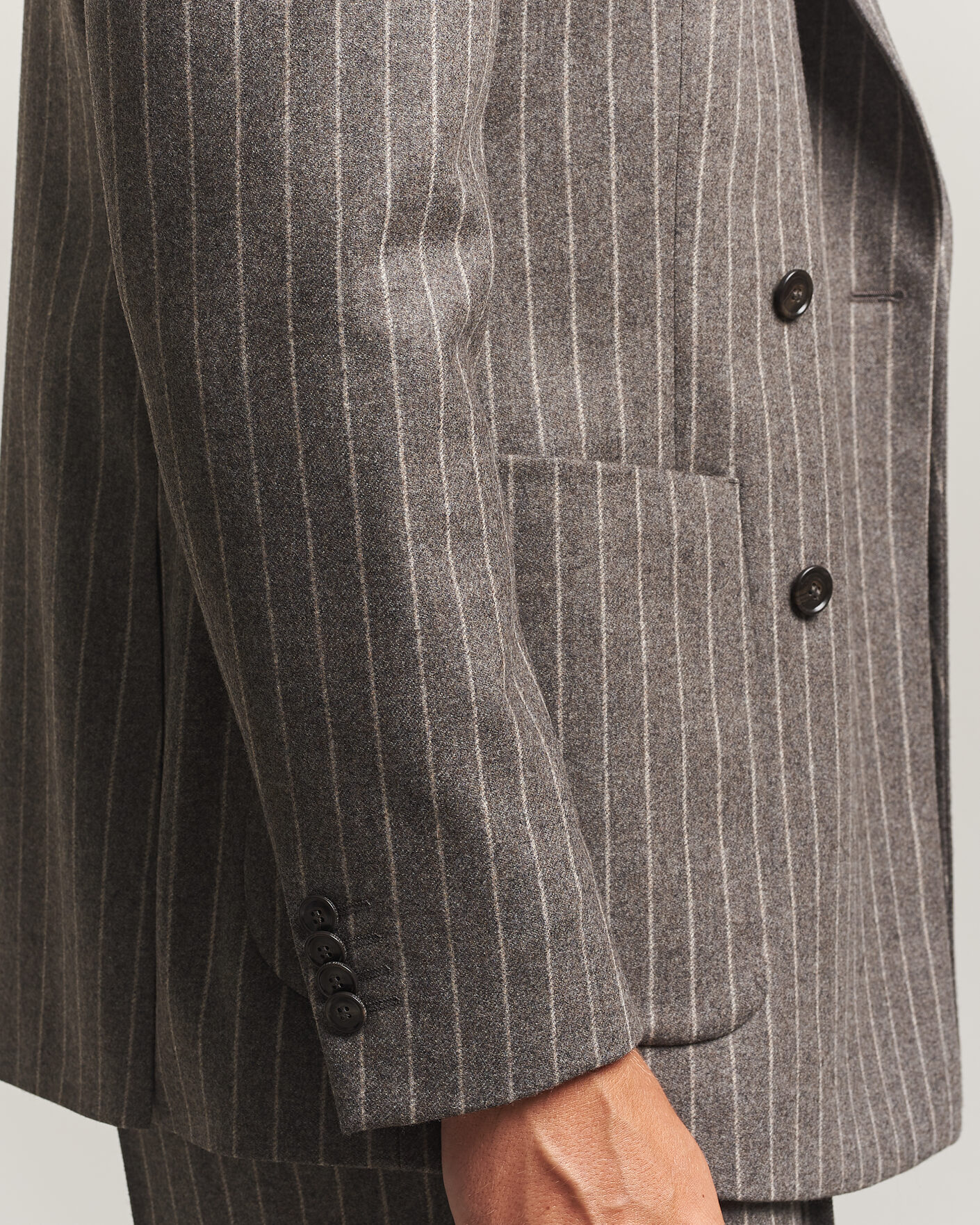 Herren | Sakkos | Tiger of Sweden | Joachim Wool Double Breasted Pinstriped Blazer Grey Brown