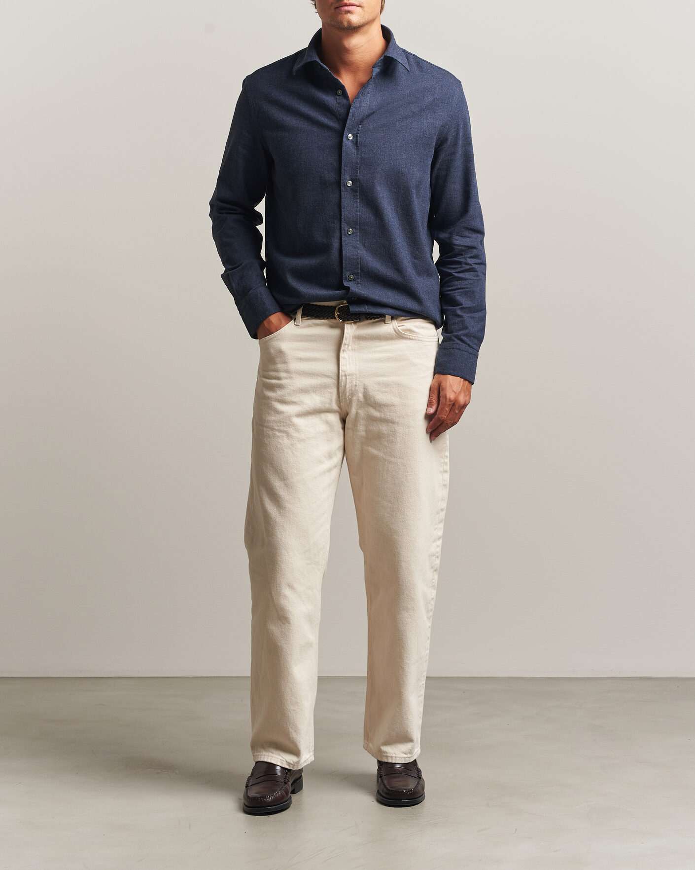 Herren | Hemden | Tiger of Sweden | Bjorn Brushed Cotton Shirt Steel Blue