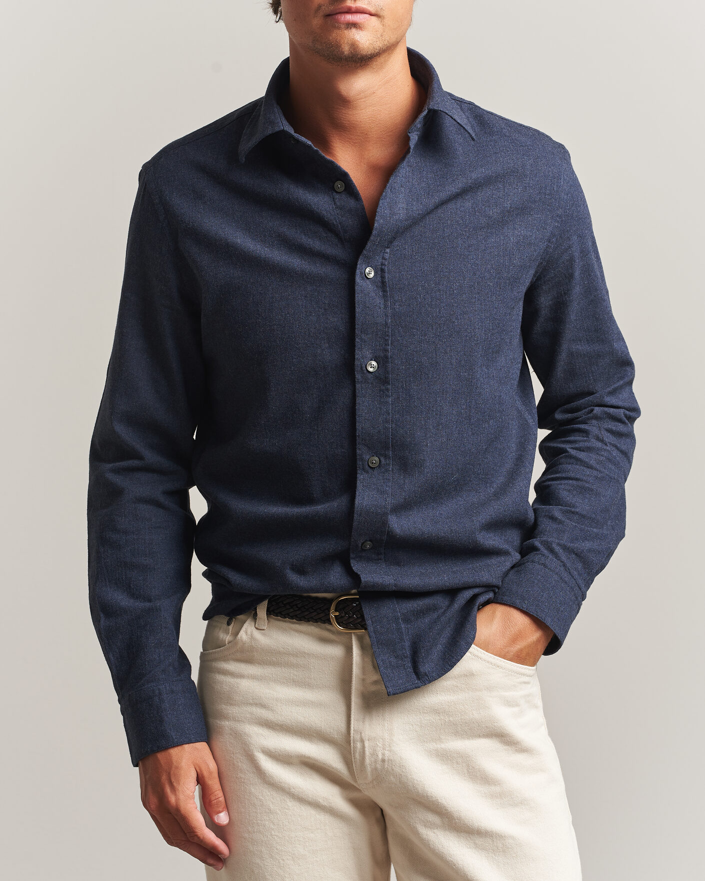 Herren | Hemden | Tiger of Sweden | Bjorn Brushed Cotton Shirt Steel Blue