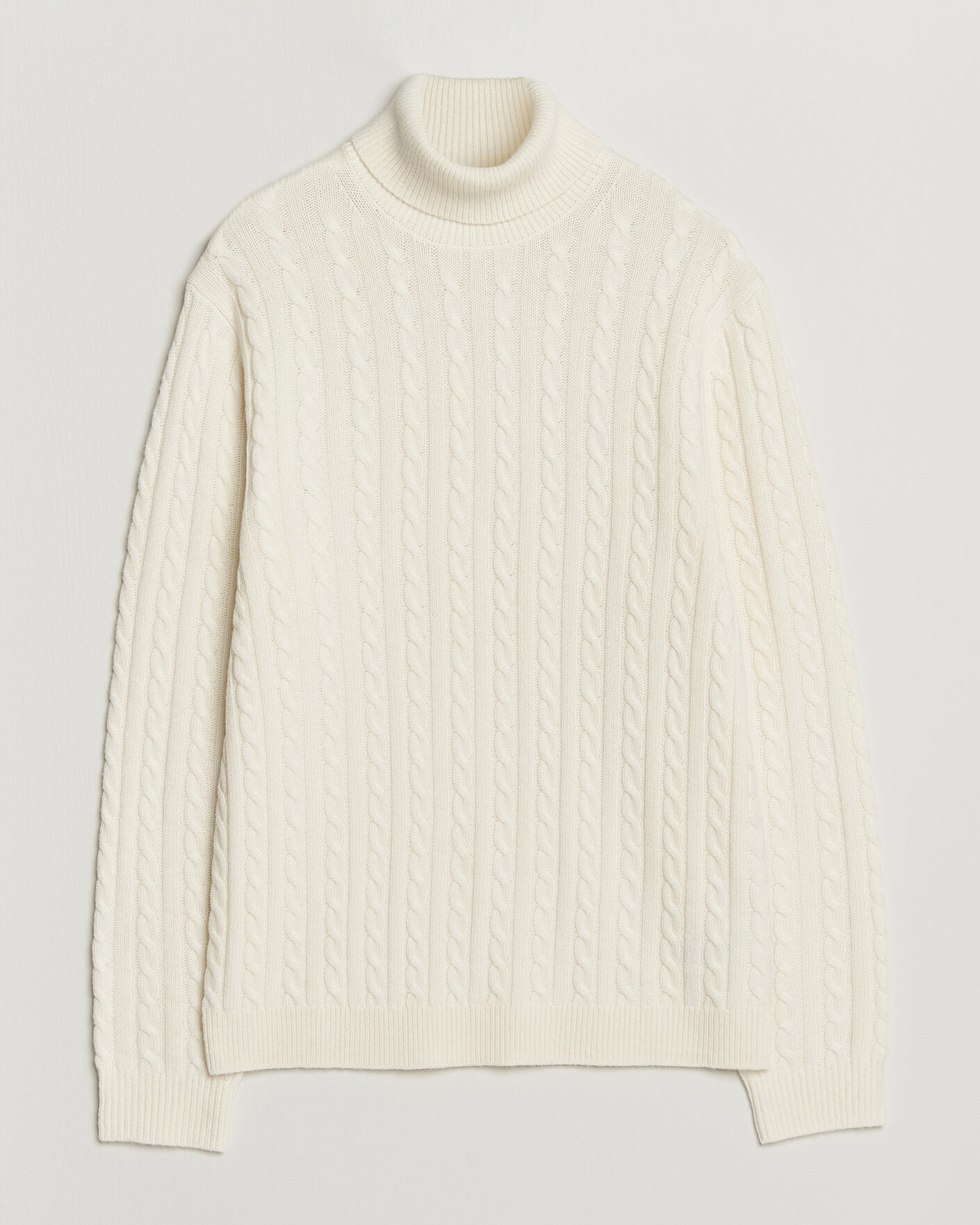 Herren | Pullover | Tiger of Sweden | Wilde Wool/Cashmere Cable Turtleneck Porcelain Cream