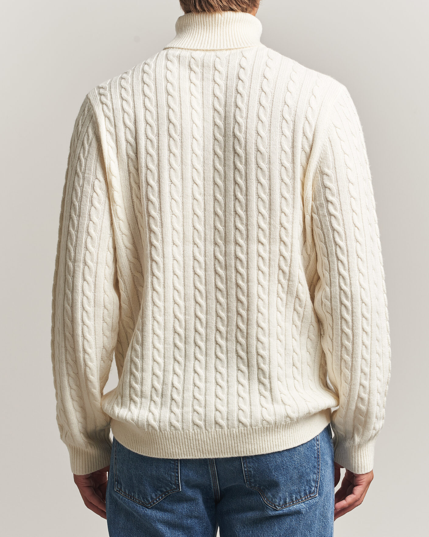Herren | Pullover | Tiger of Sweden | Wilde Wool/Cashmere Cable Turtleneck Porcelain Cream