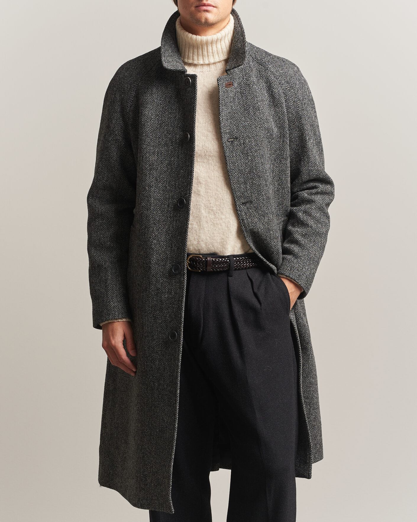 Herren | Jacken | Walker Slater | Sherlock Harris Tweed Herringbone Coat Charcoal