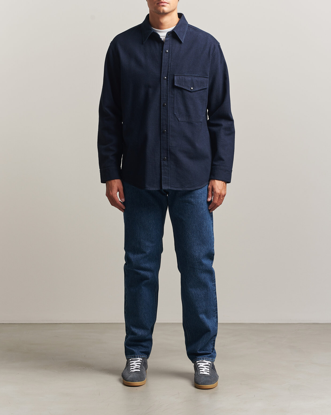 Herren | Hemden | Stone Island | Organic Cotton Flannel Denim Shirt Indigo