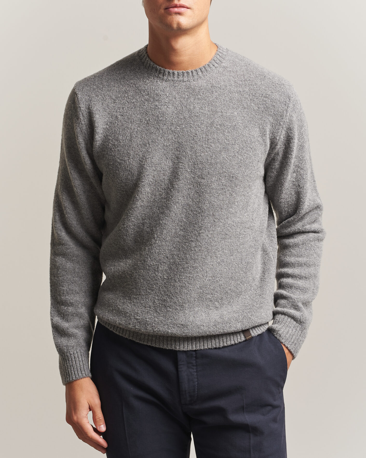 Herren | Pullover | Zanone | Wool Boucle Crew Neck Grey Melange