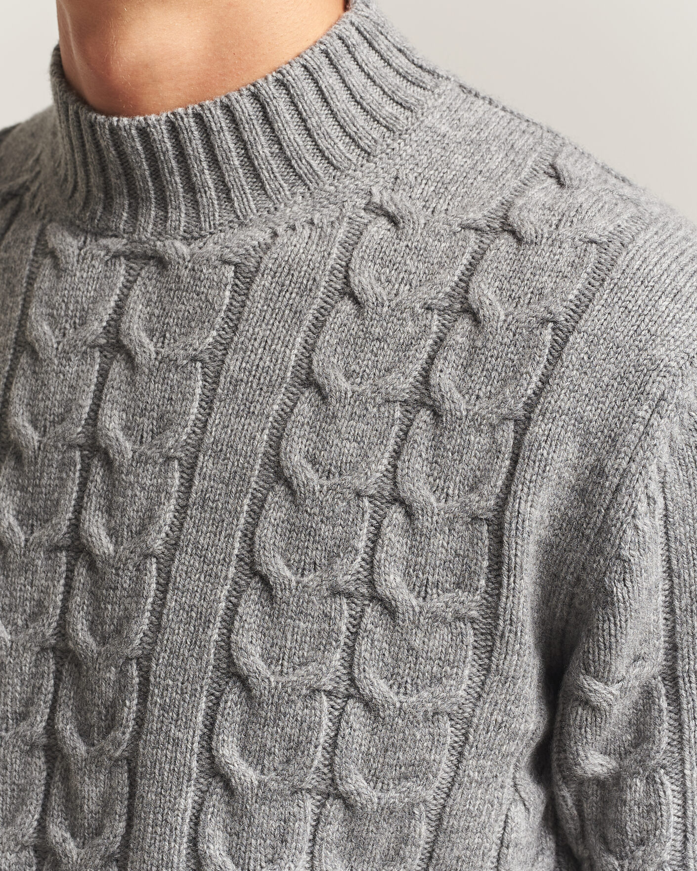 Herren | Pullover | Zanone | Double Cable Crew Neck Grey Melange