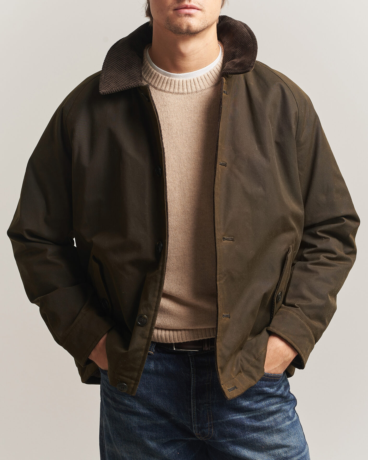 Herren | Jacken | Baracuta | Waxed Sherling Lined Deck Jacket Deep Moss