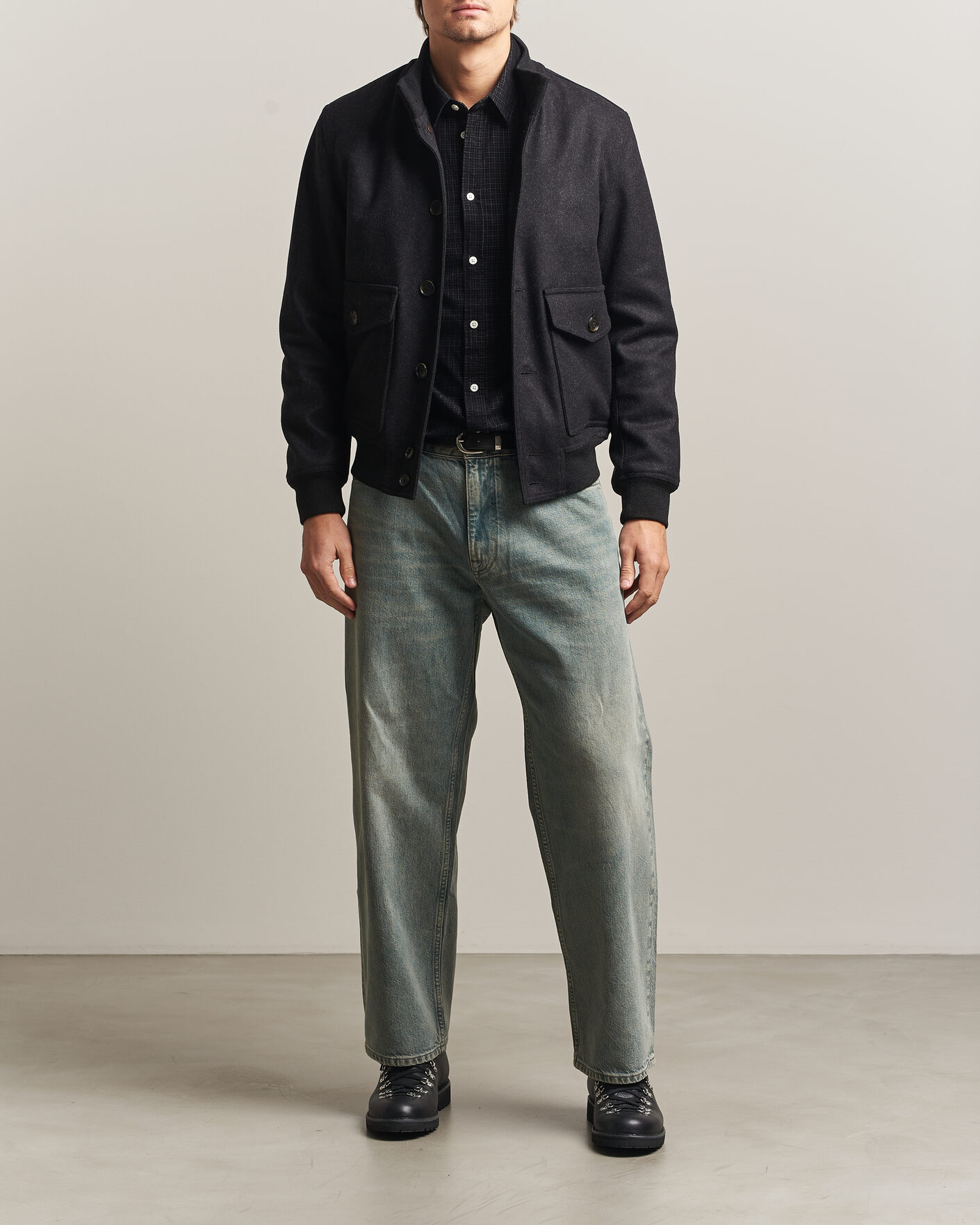 Herren | Jacken | Baracuta | Melton Wool Blouson Jacket Charcoal