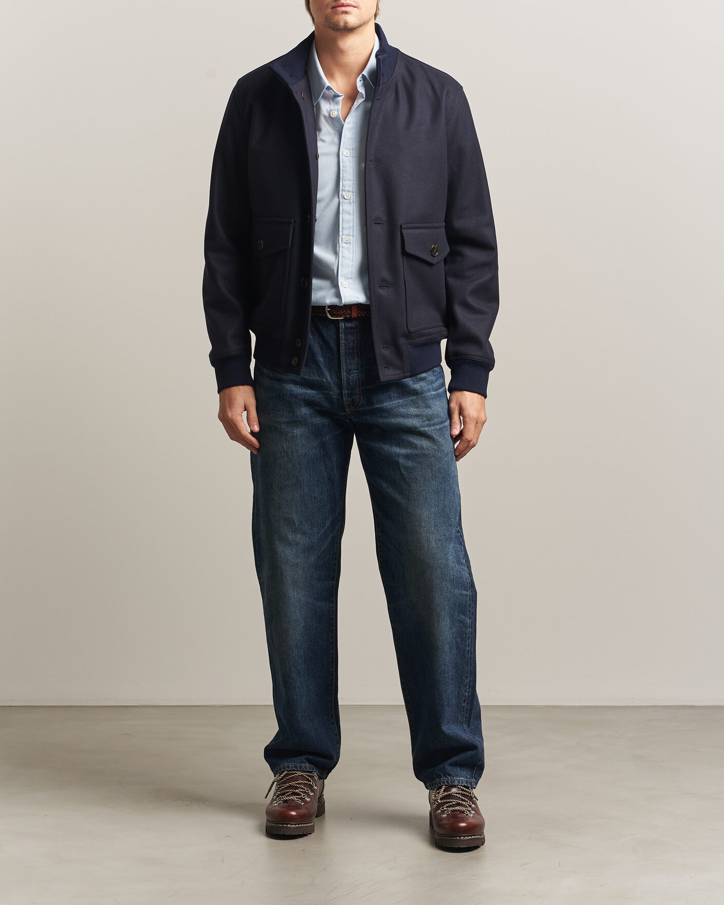 Herren | Jacken | Baracuta | Melton Wool Blouson Jacket Deep Blue