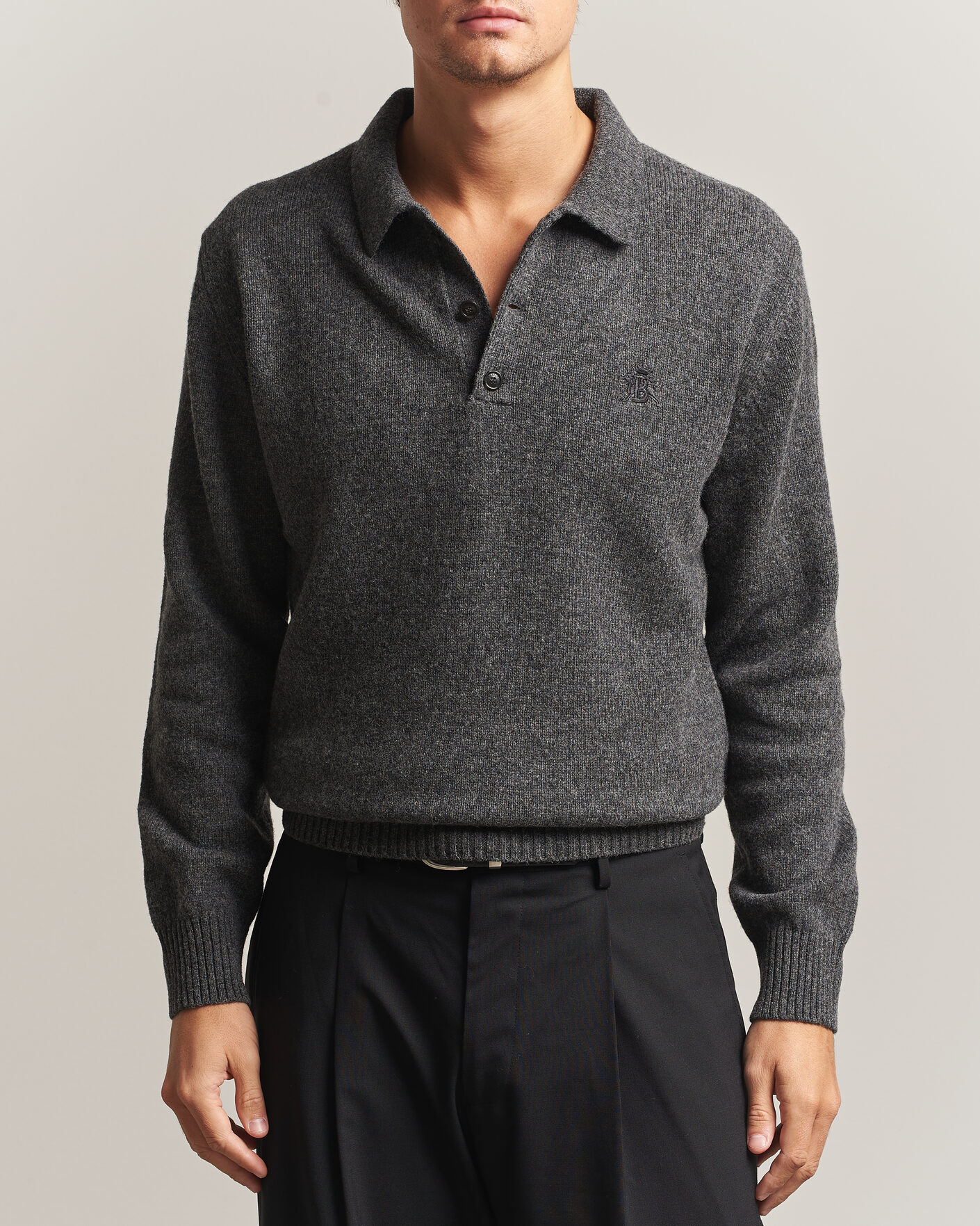 Herren | Pullover | Baracuta | Shetland Polo Mid Grey