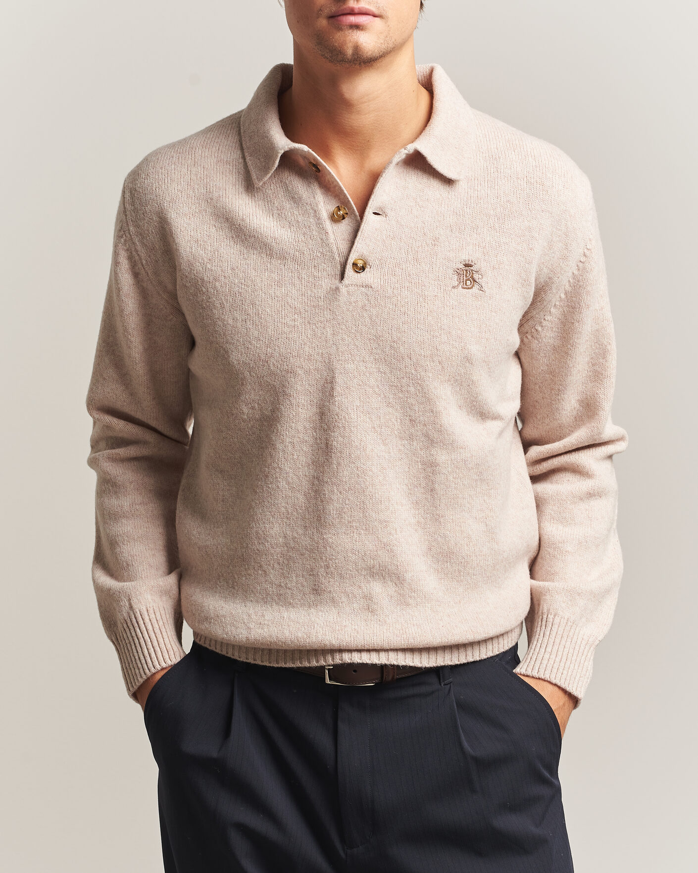 Herren | Pullover | Baracuta | Shetland Polo Antique White