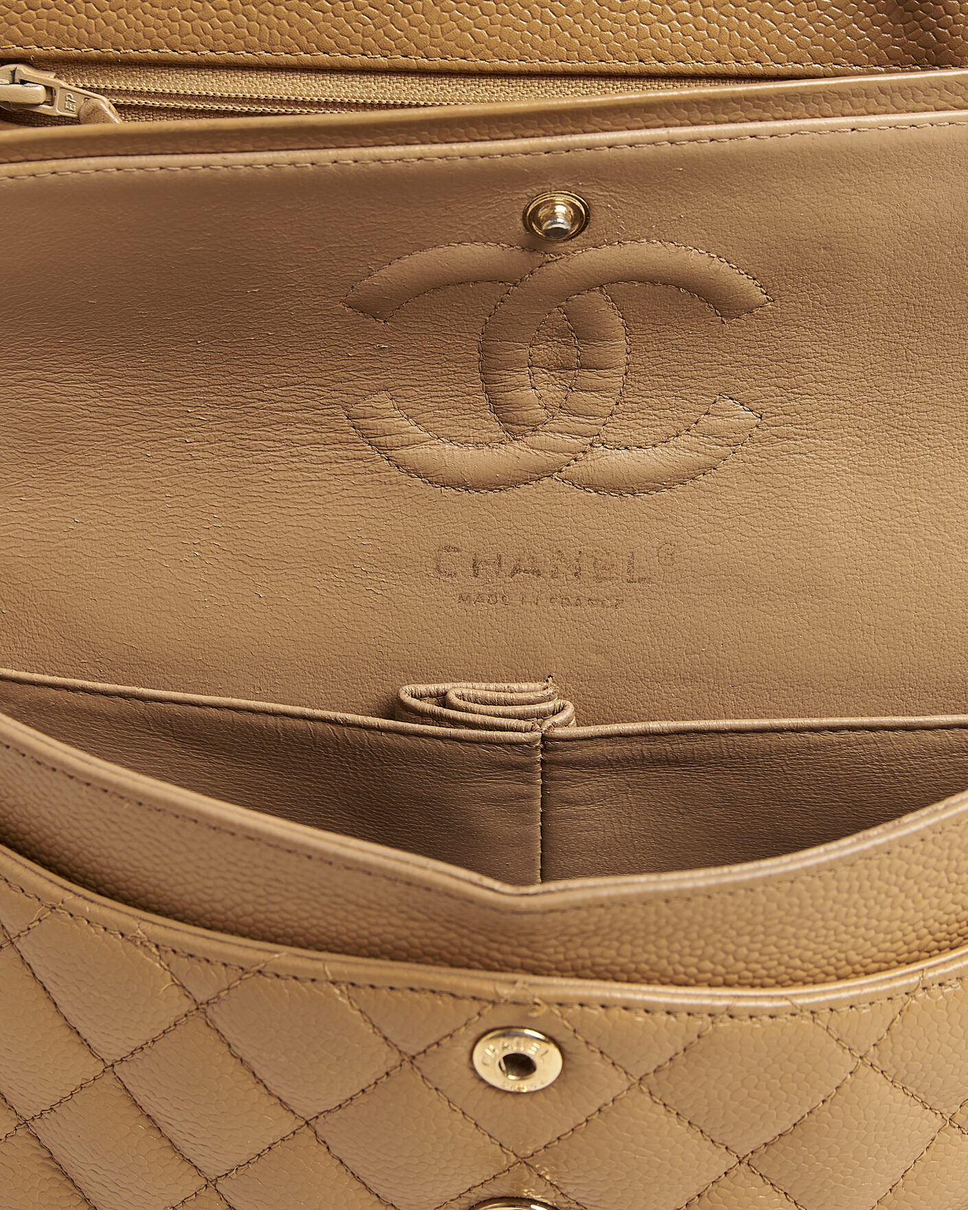 Herren | Pre-Owned & Vintage Bags | Chanel Pre-Owned | Classic Small Double Flap Bag Caviar Leather Beige