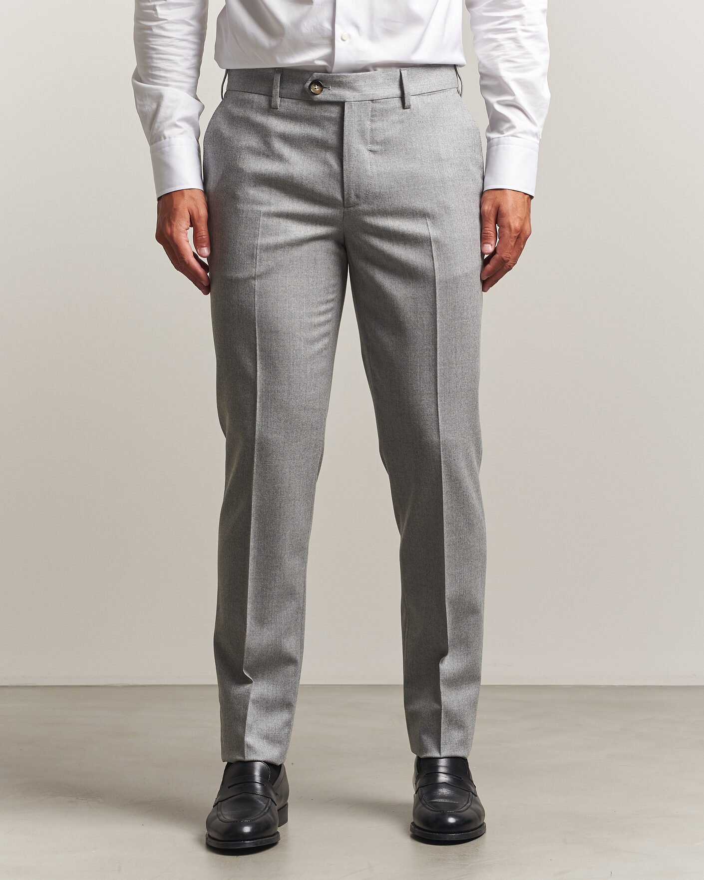 Herren | Hosen | Brunello Cucinelli | Slim Fit Flannel Trousers Light Grey
