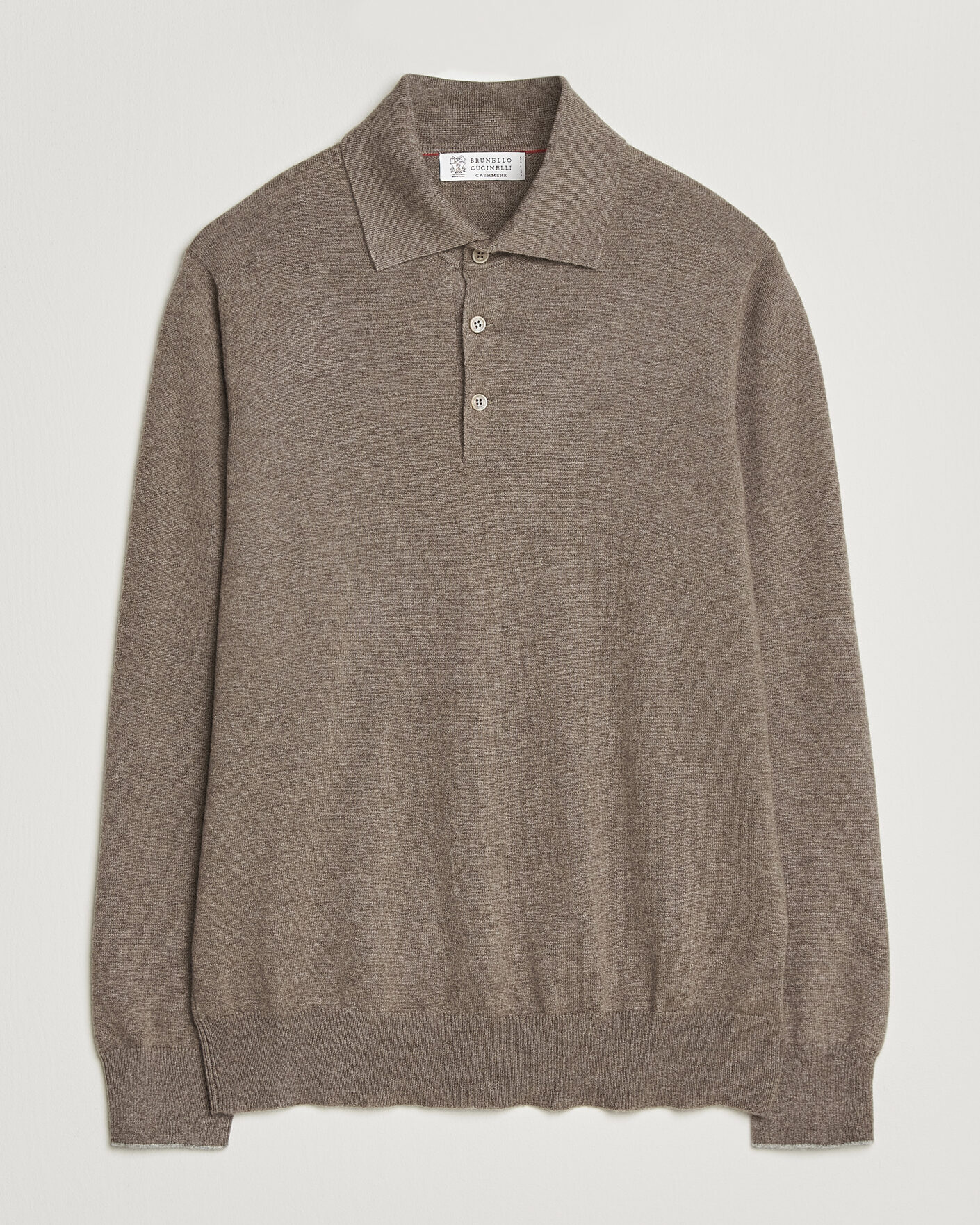 Herren | Pullover | Brunello Cucinelli | 2 Ply Cashmere Long Sleeve Polo Brown