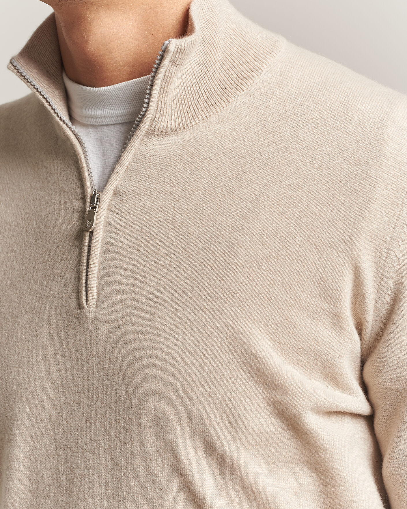Herren | Pullover | Brunello Cucinelli | 2 Ply Cashmere Half Zip Sand