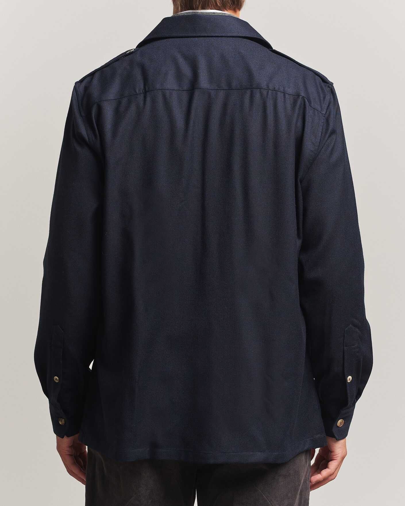 Herren | Hemden | Brunello Cucinelli | Flannel Double Pocket Overshirt Navy