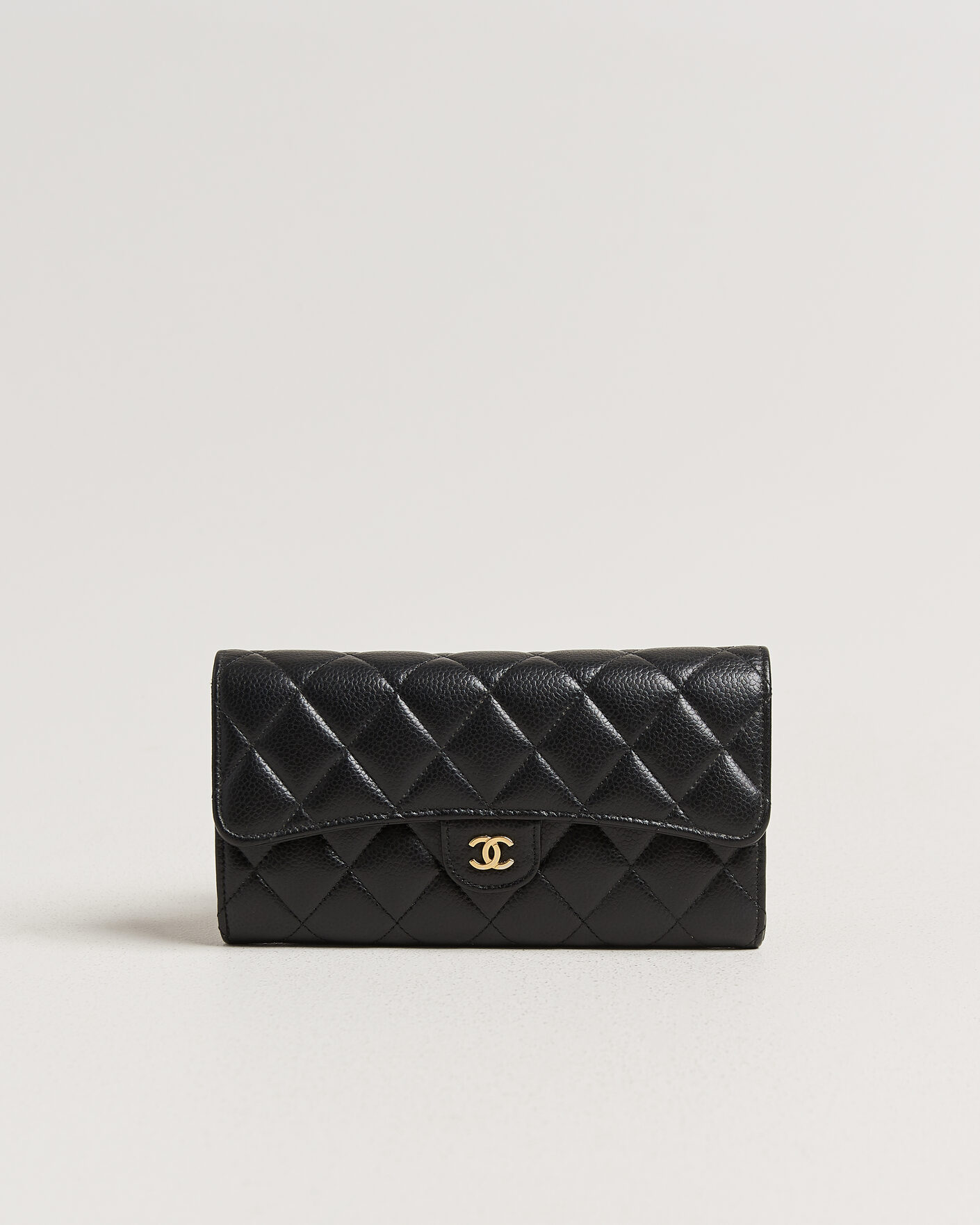 Herren | Pre-Owned & Vintage Bags | Chanel Pre-Owned | Classic Long Flap Wallet Caviar Leather Black