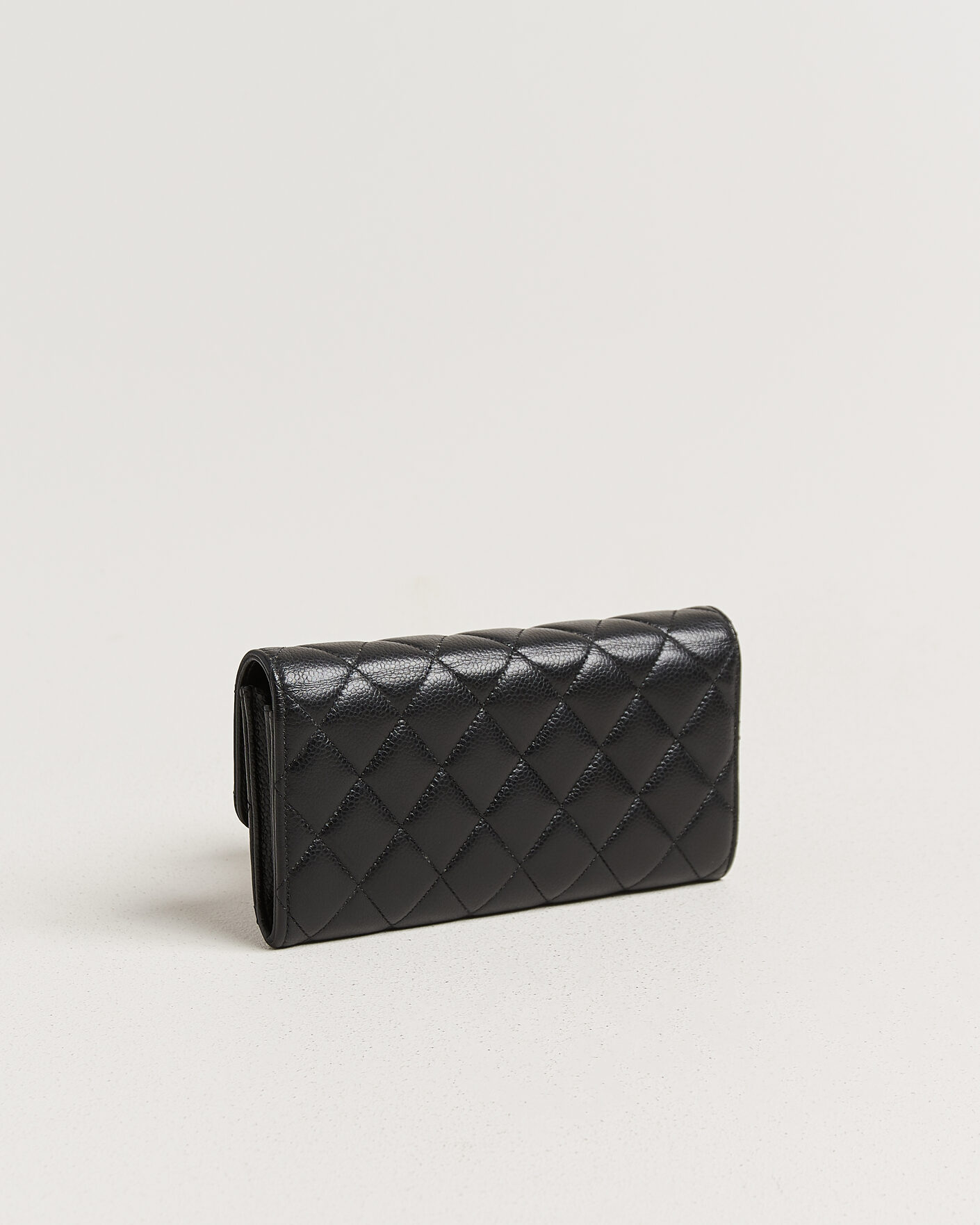 Herren | Pre-Owned & Vintage Bags | Chanel Pre-Owned | Classic Long Flap Wallet Caviar Leather Black