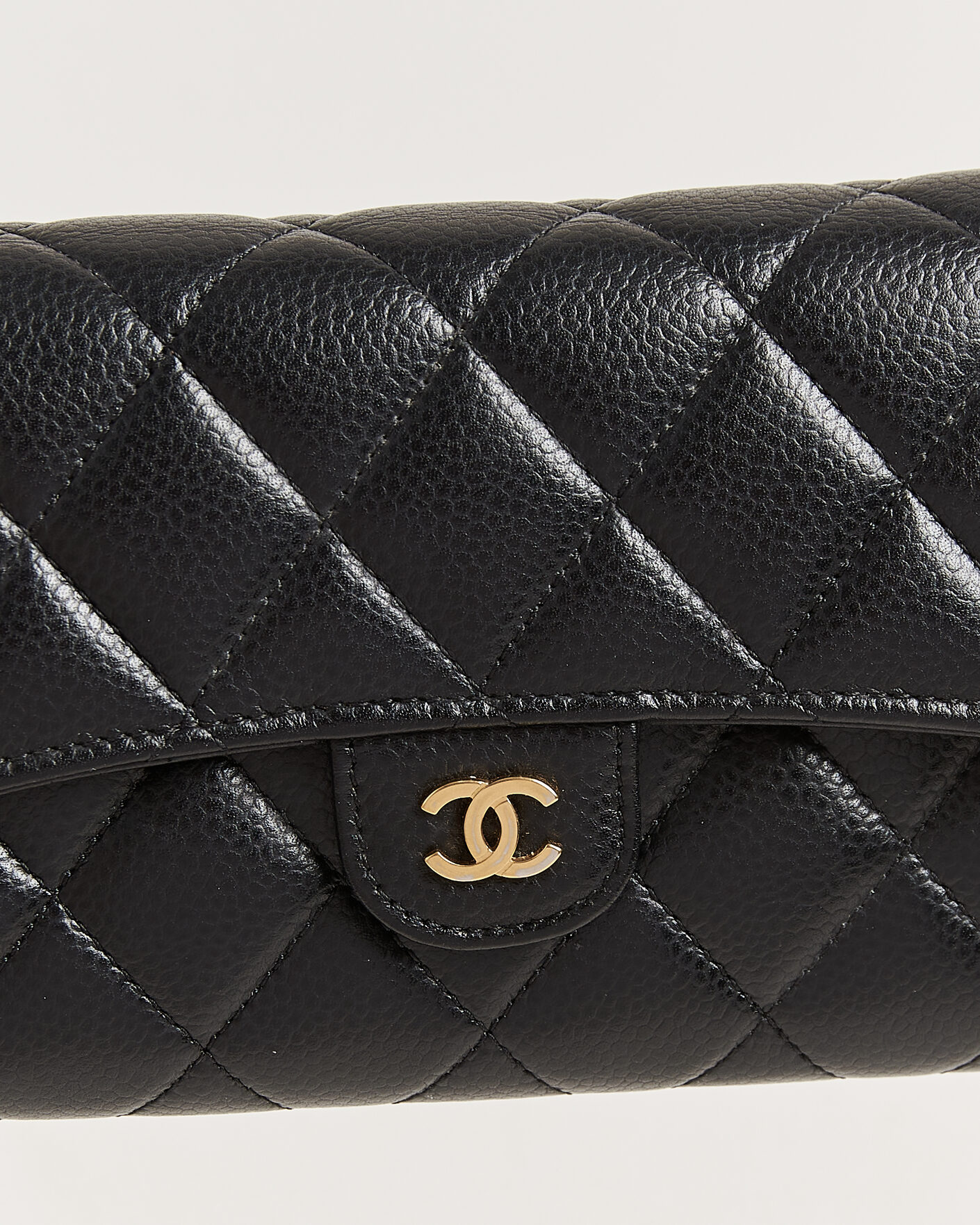 Herren | Pre-Owned & Vintage Bags | Chanel Pre-Owned | Classic Long Flap Wallet Caviar Leather Black
