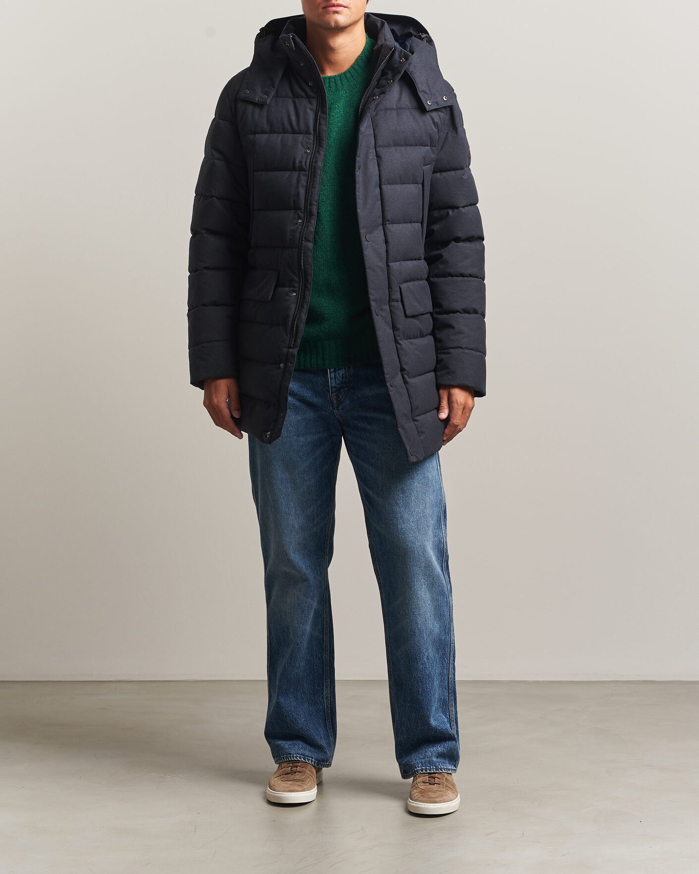 Herren | Jacken | Save The Duck | Byrne Padded Flannel Coat Navy Blue Melange